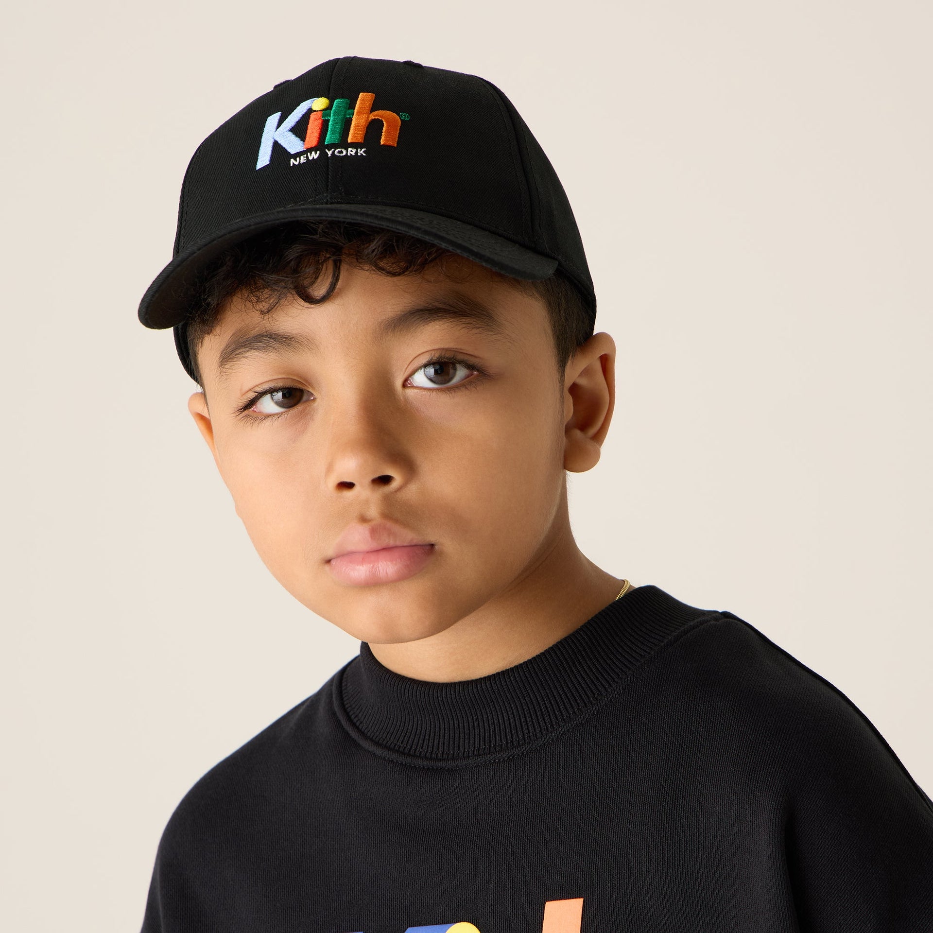 Kith Kids Multi Color Logo Classic Cap - Black Beauty