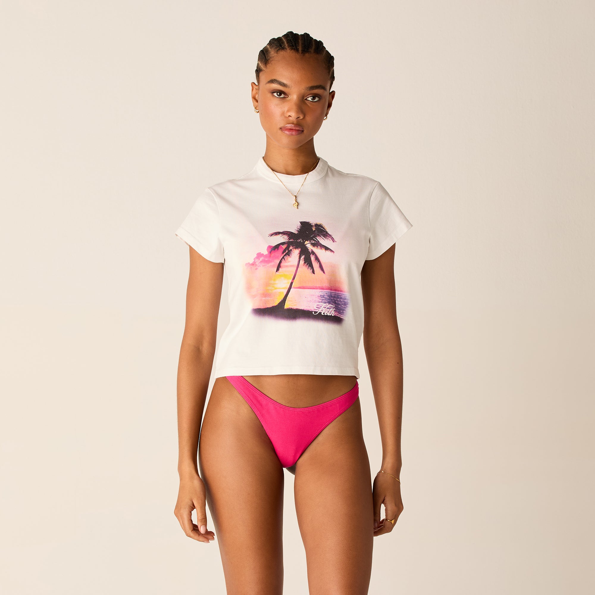 Kith Women Sunset Palm Mulberry Vintage Tee - White – Kith Europe