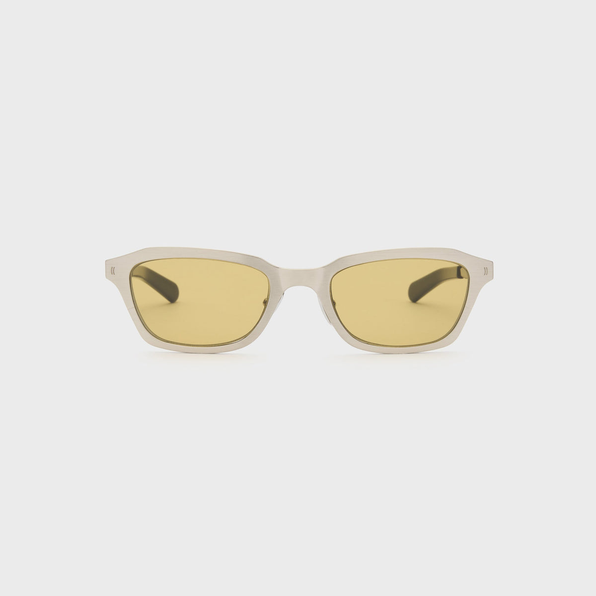 Flatlist Clint Sunglasses - Titanium Brushed Silver Solid Black / Smoked Olive Lens