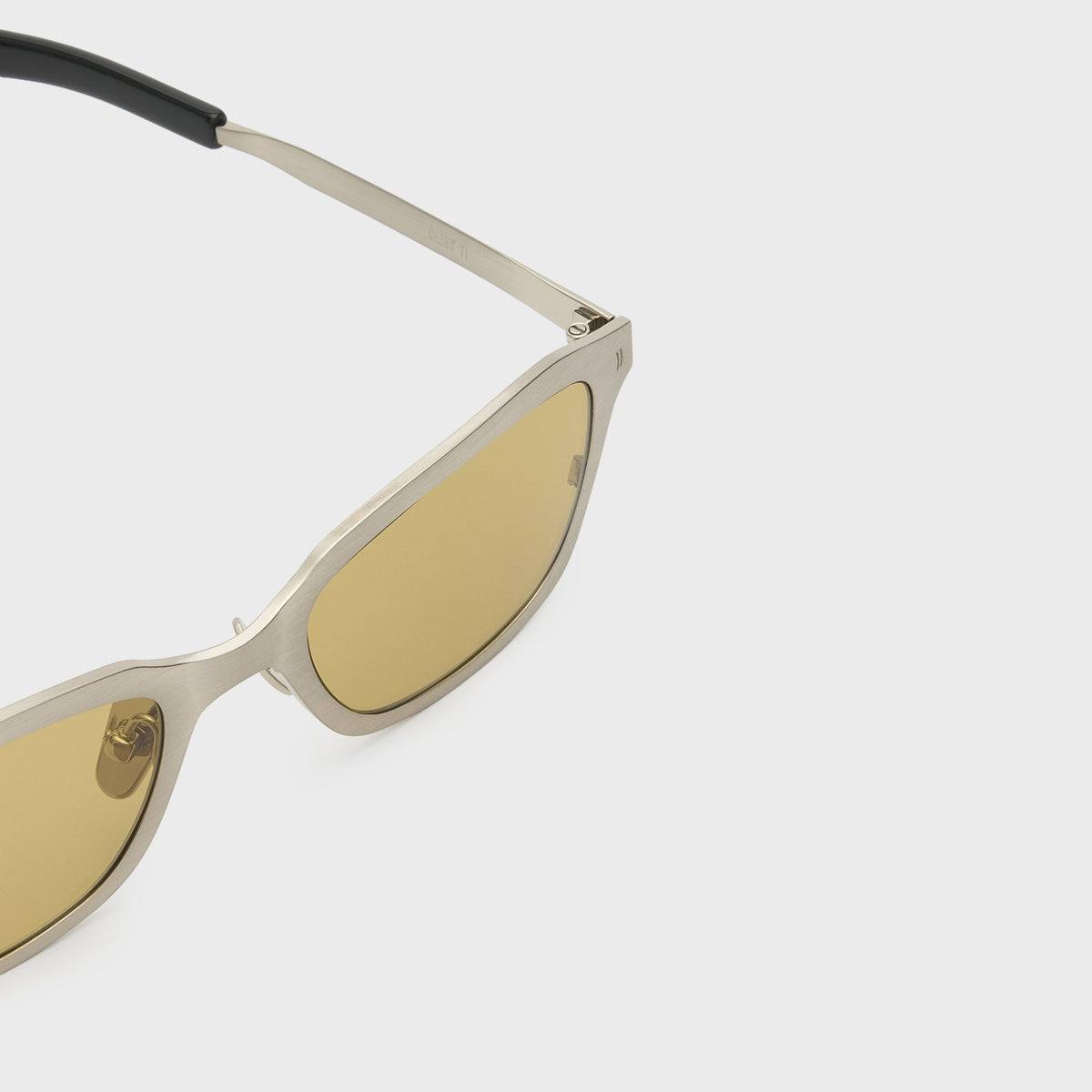 Flatlist Clint Sunglasses - Titanium Brushed Silver Solid Black / Smoked Olive Lens