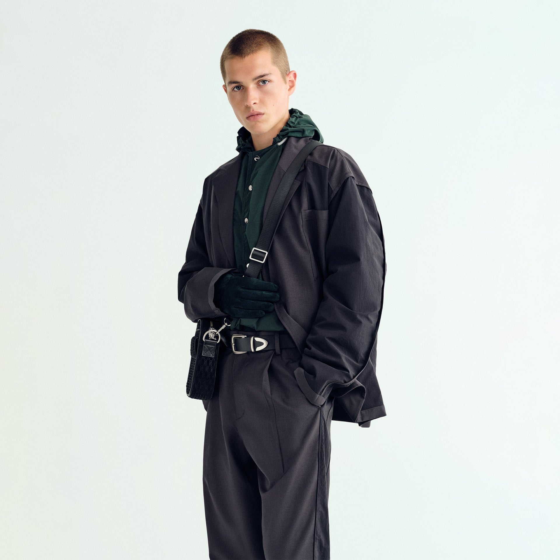 &Kin Tropical Wool Reversible Brant Blazer - Carbon