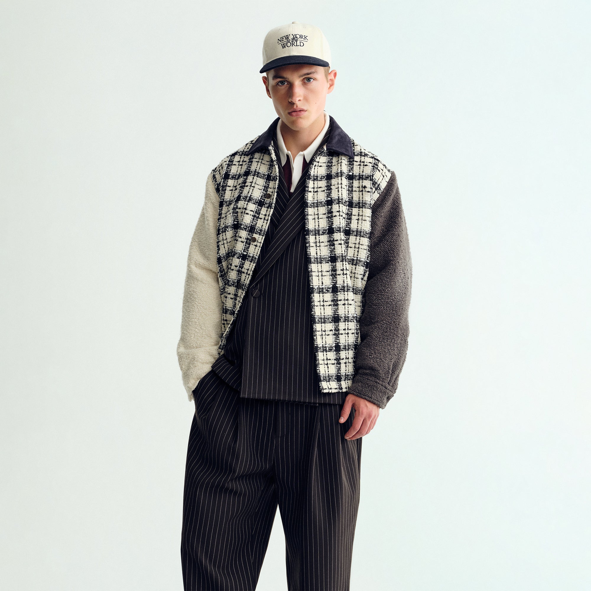 Kith Mixed Tweed Boxy Collared Overshirt - Sandrift – Kith Europe