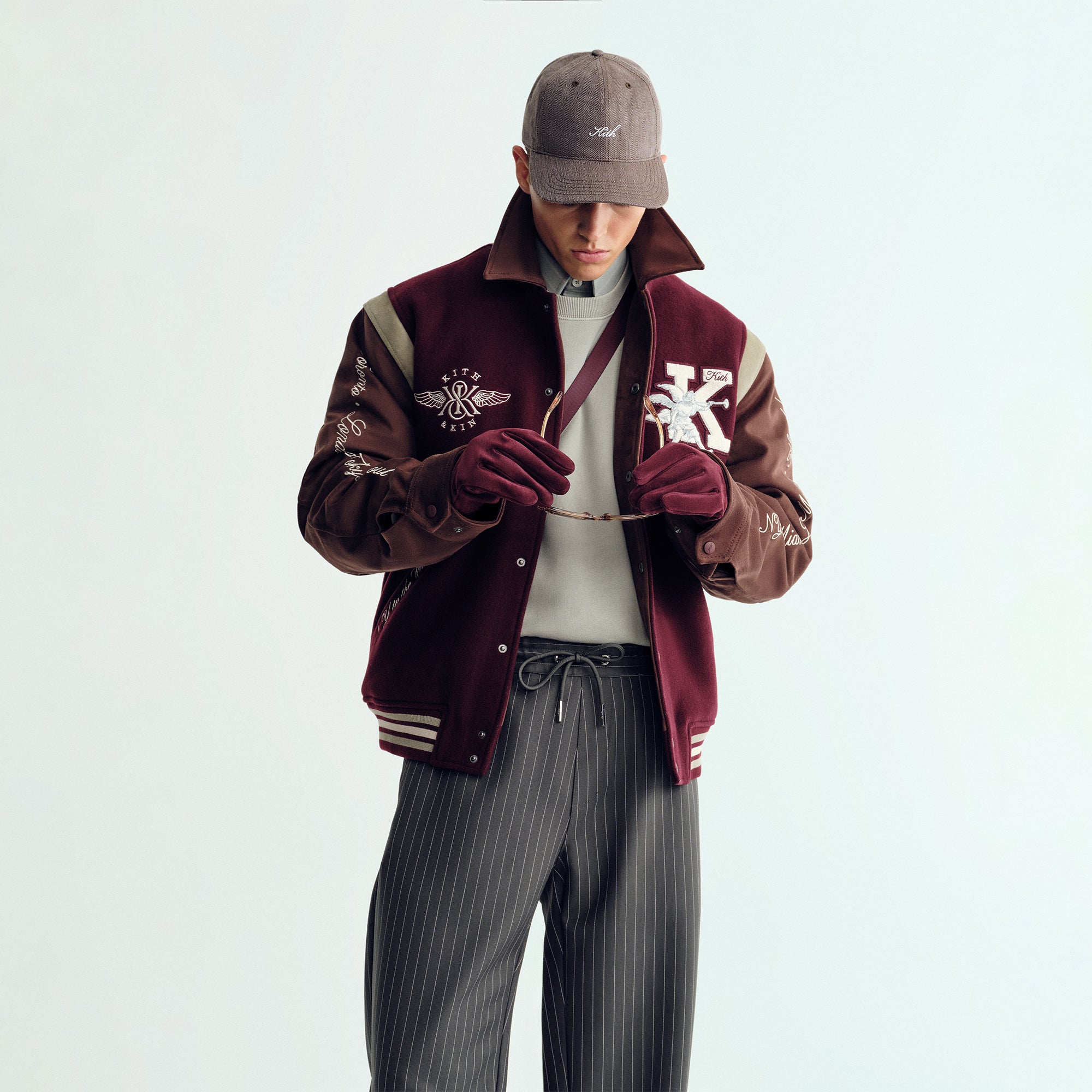 Kith Wool & Microsuede Varsity Jacket - Magma – Kith Europe