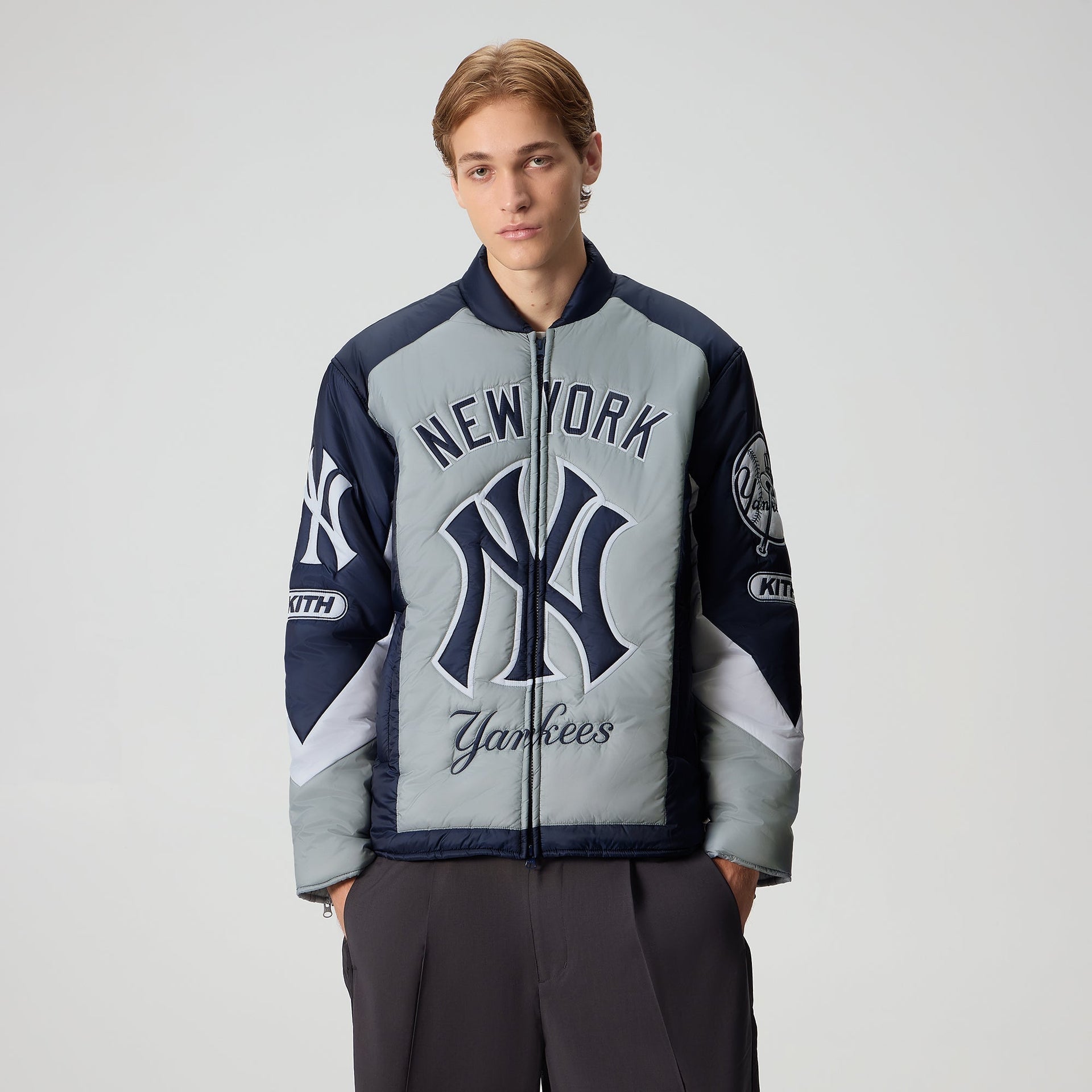 Kith for the New York Yankees Zip Brixton Puffed Shirt Jacket - Statue - PH