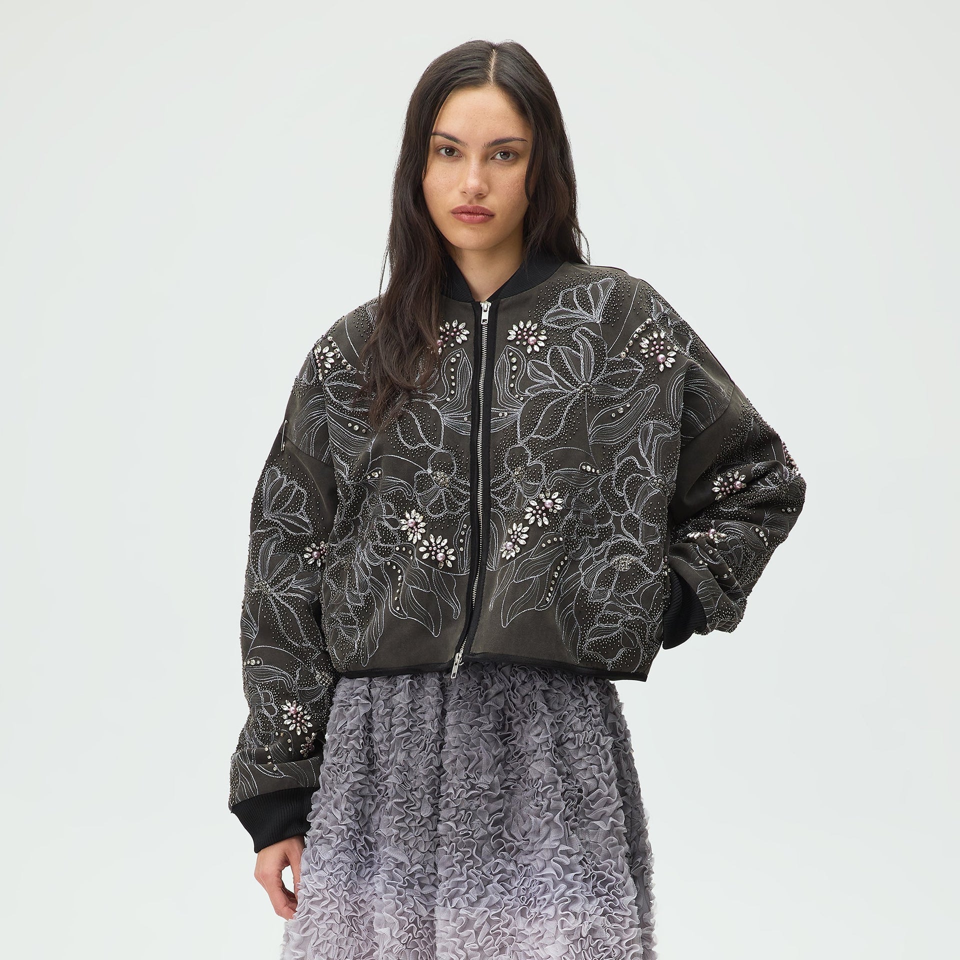 Lisa for Kith Women Elara Embellished Bomber Jacket - Black