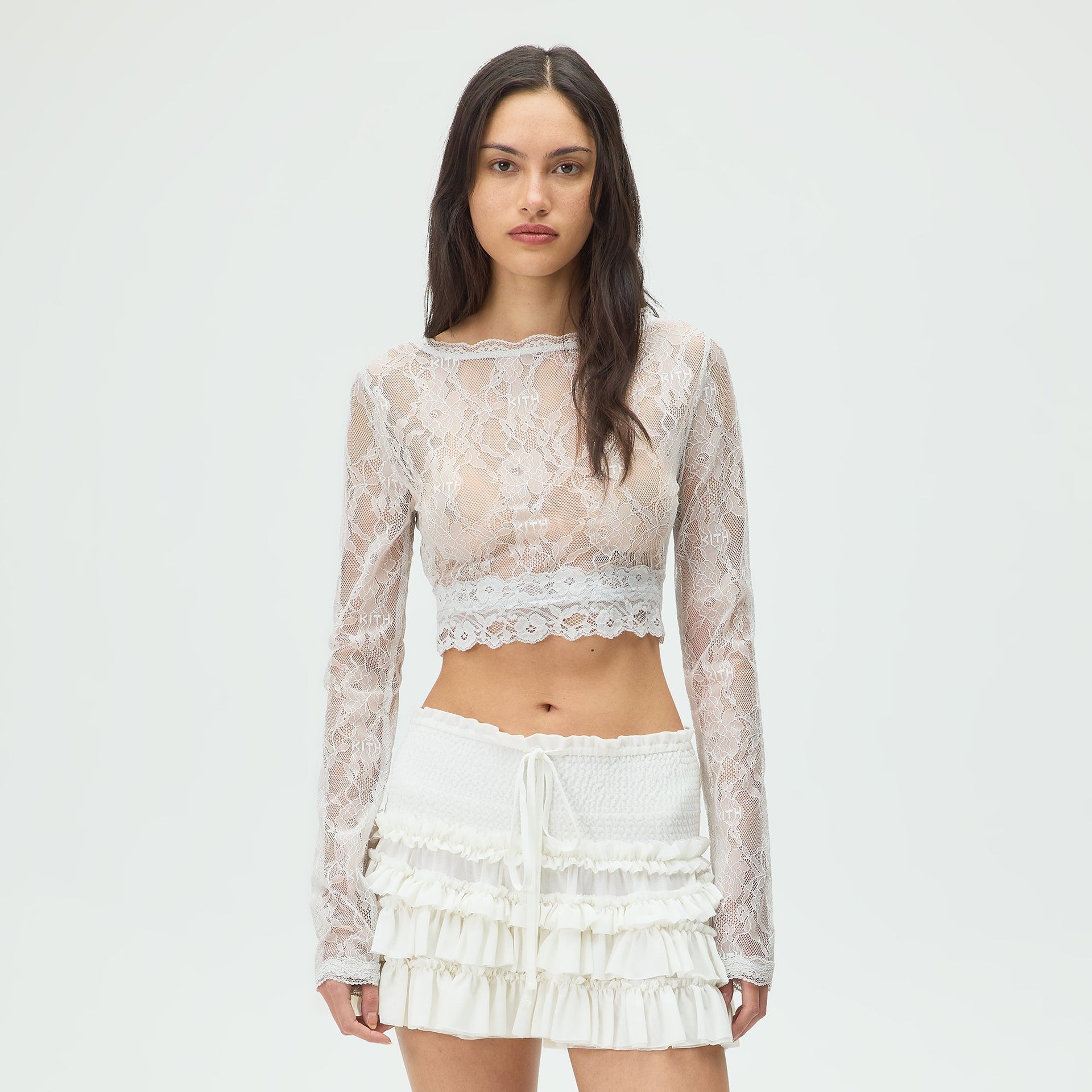 Lisa for Kith Women Piera Lace Long Sleeve Top - Tin