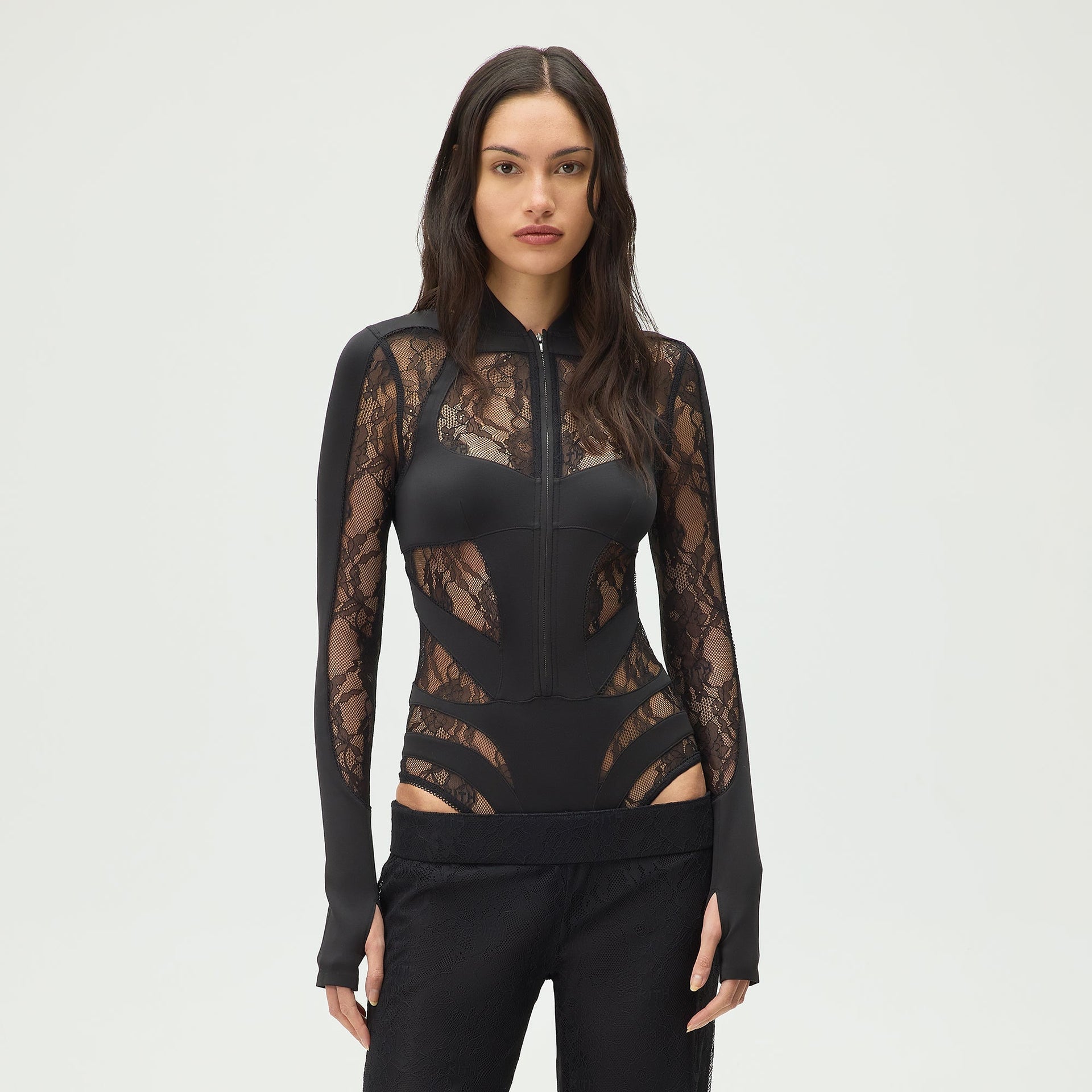 Lisa for Kith Women Vier Lace Paneled Bodysuit - Black