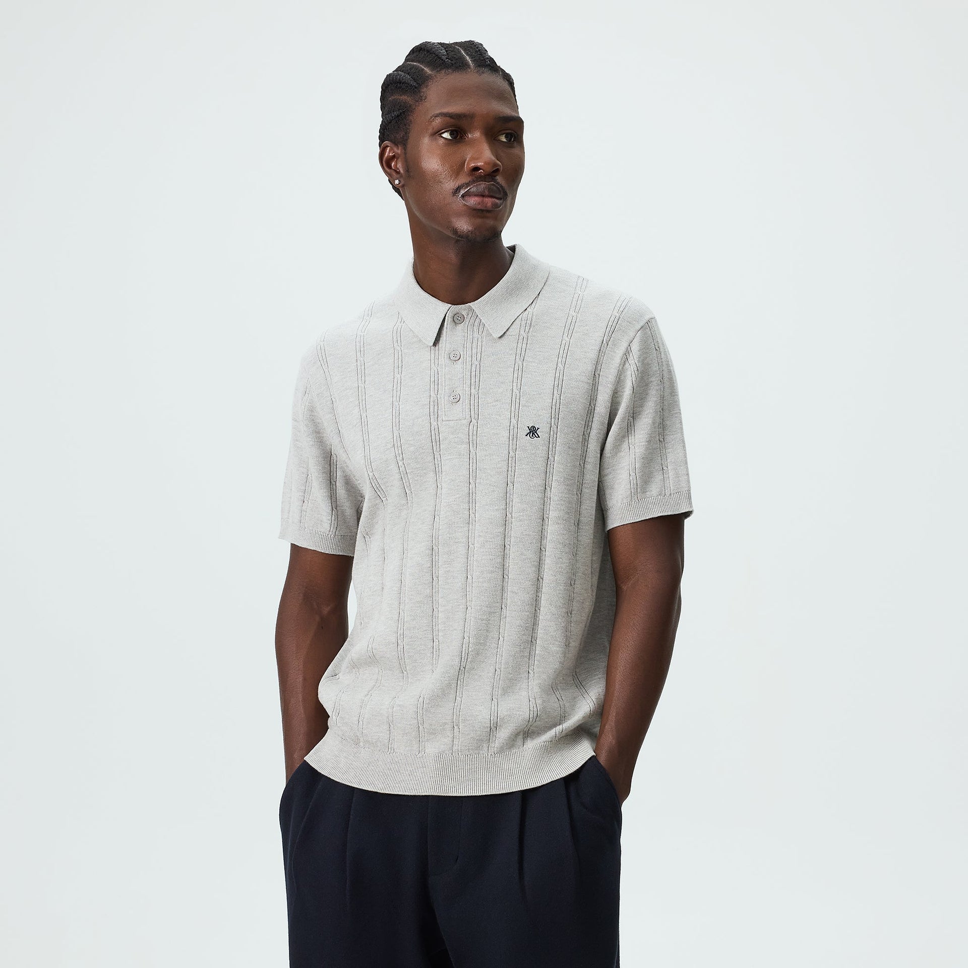 Kith Tilden Polo - Light Heather Grey