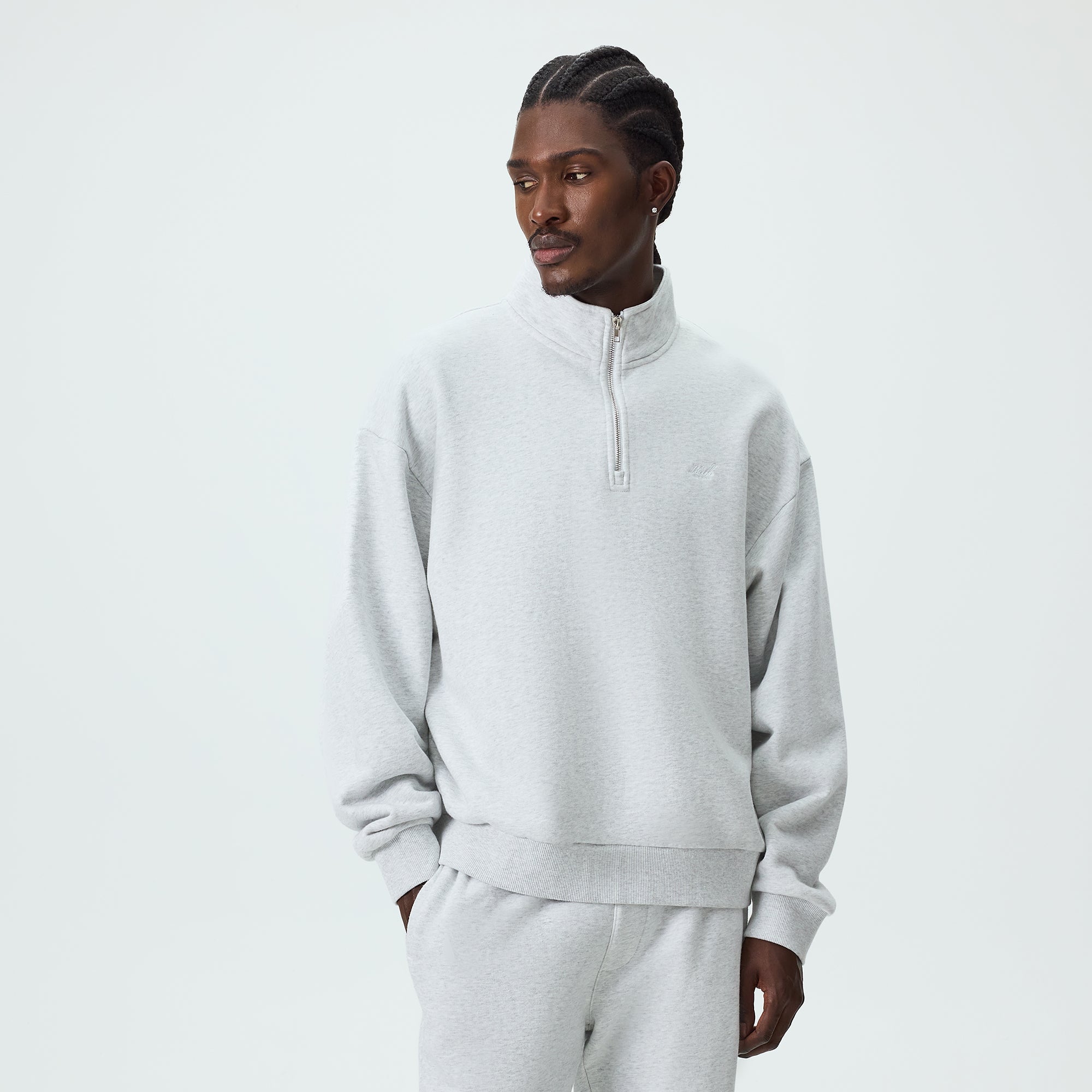 Kith Nelson Quarter Zip - Light Heather Grey – Kith Europe