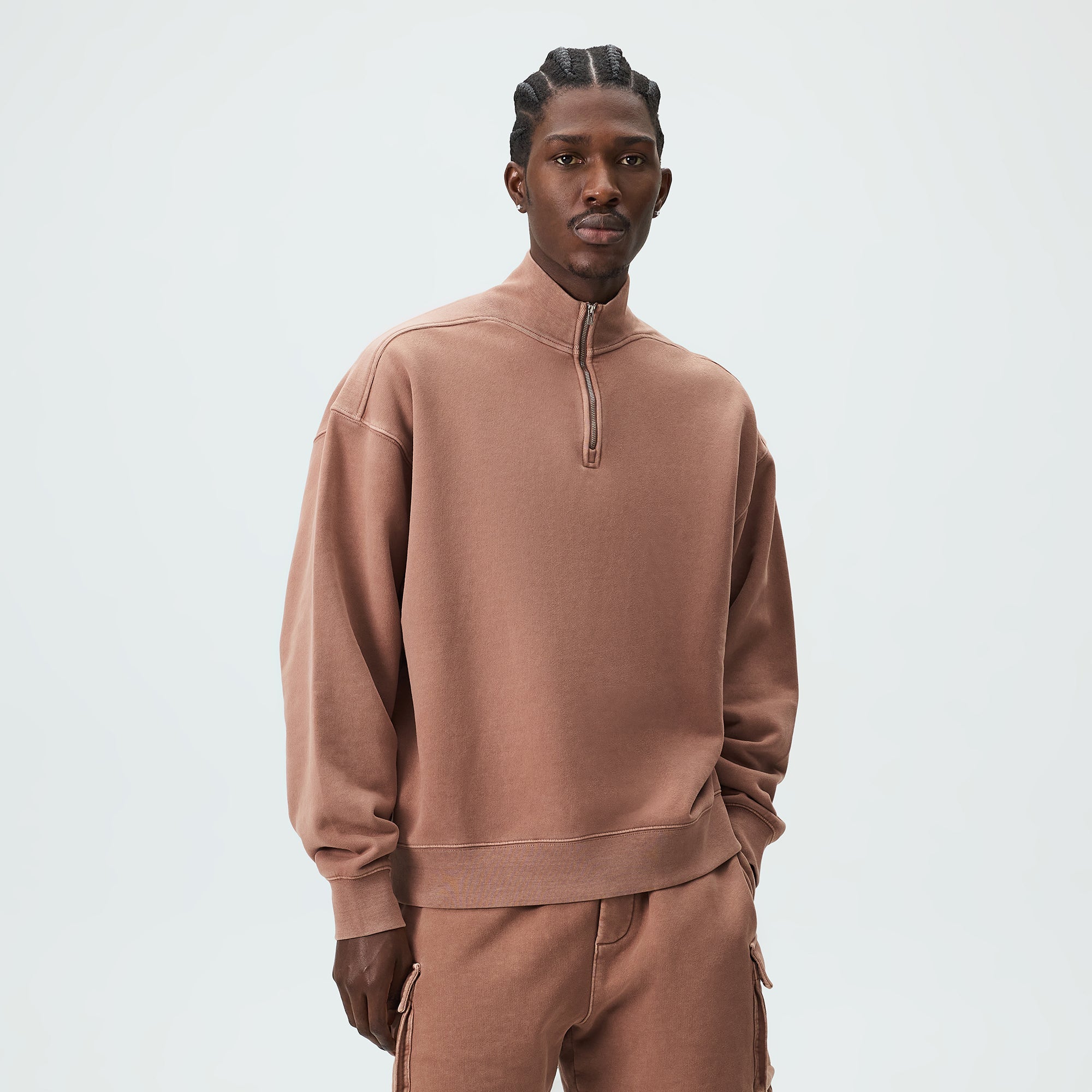 Kith 101 Sueded Fleece Nelson Quarter Zip - Dusty Mauve – Kith Europe