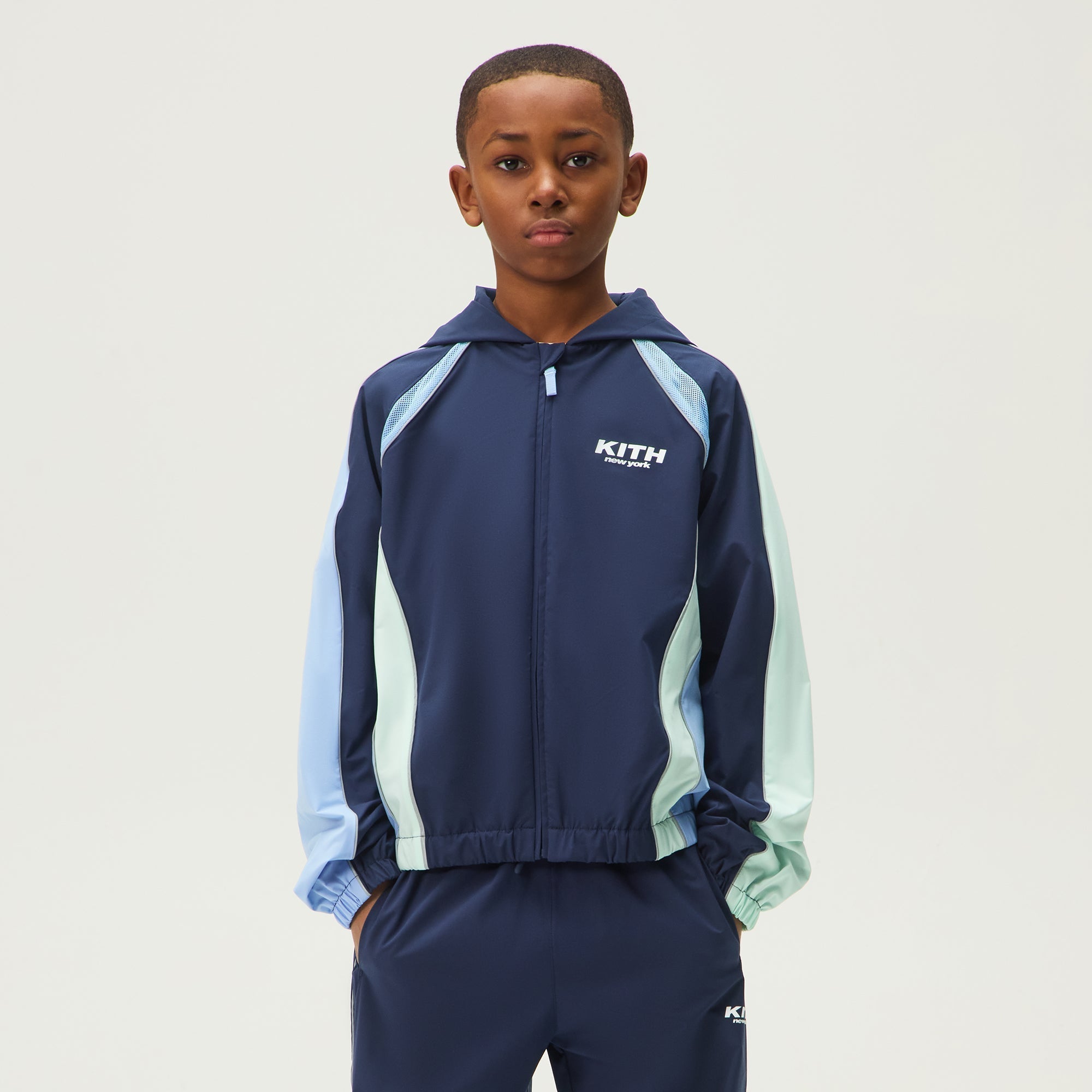 し*ー様 KITH Kids Blocked Track Jacket ナイロン Kith Kids Blocked Hooded Milo Track Jacket - Nocturnal – Kith Japan