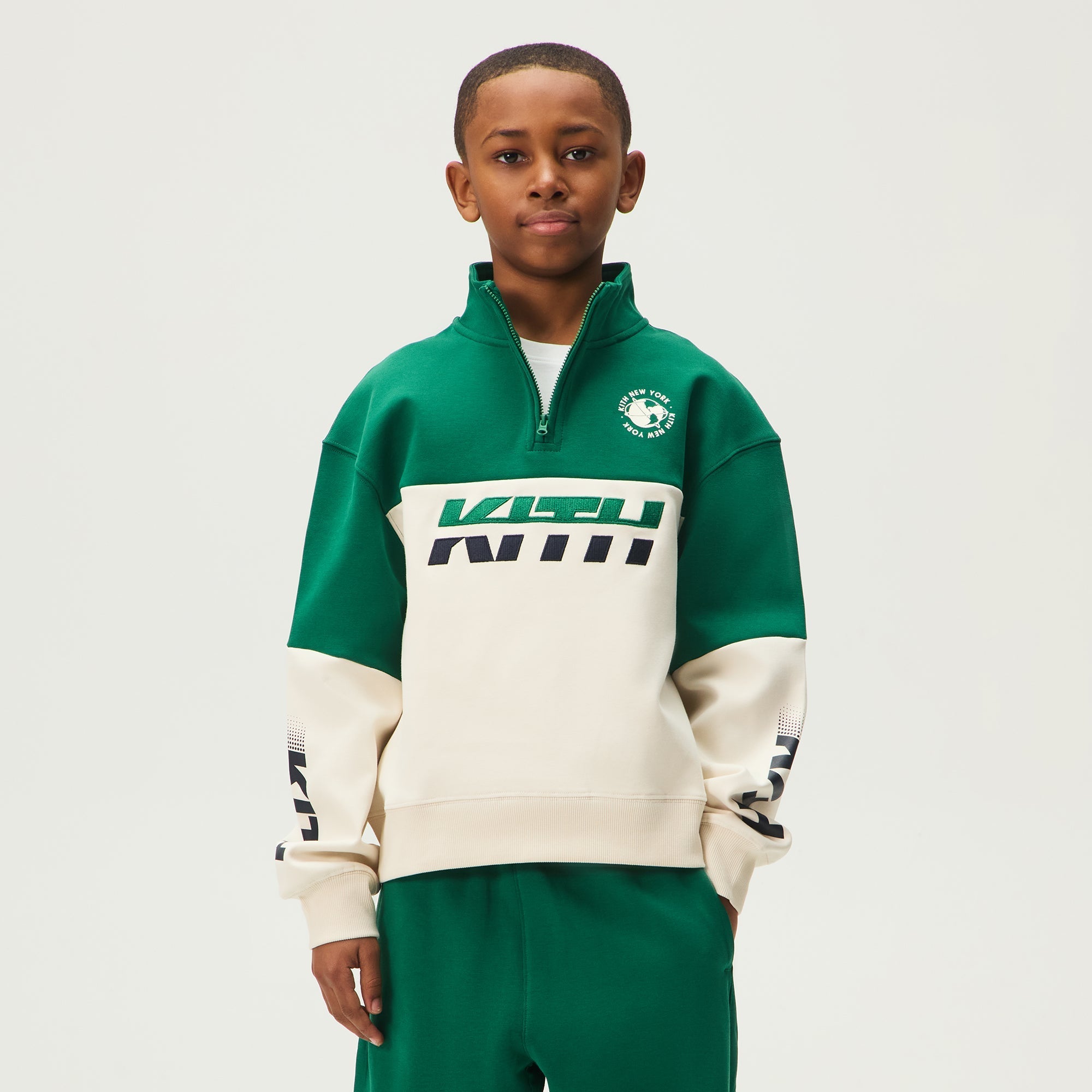 kith セットアップ　グリーン　Mサイズ Kith Kids Logo Blocked Hunter Quarter Zip - Newt – Kith Europe