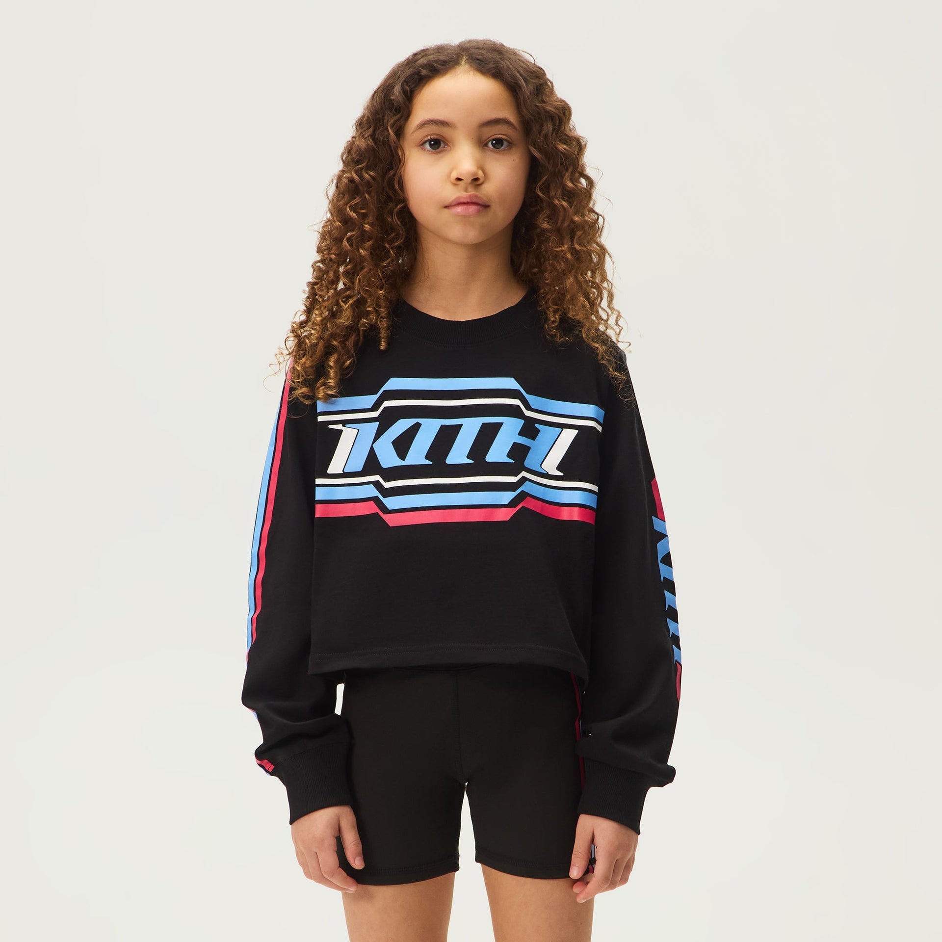 Kith Kids Retro Moto Cropped Jasper Tee - Black