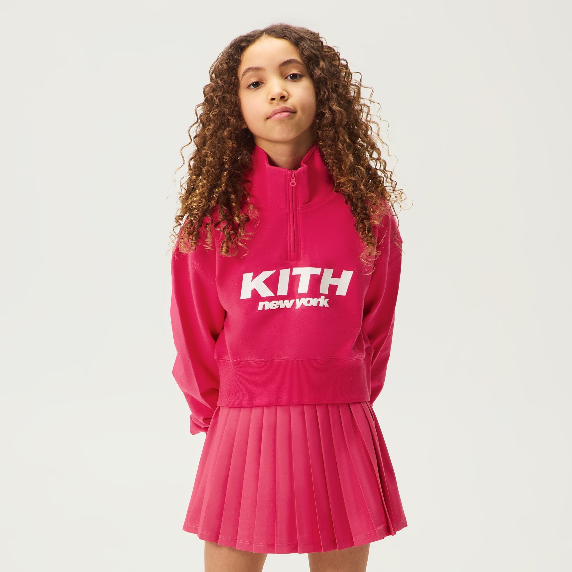 Kith Kids Cropped Fallon Quarter Zip - Dahlia