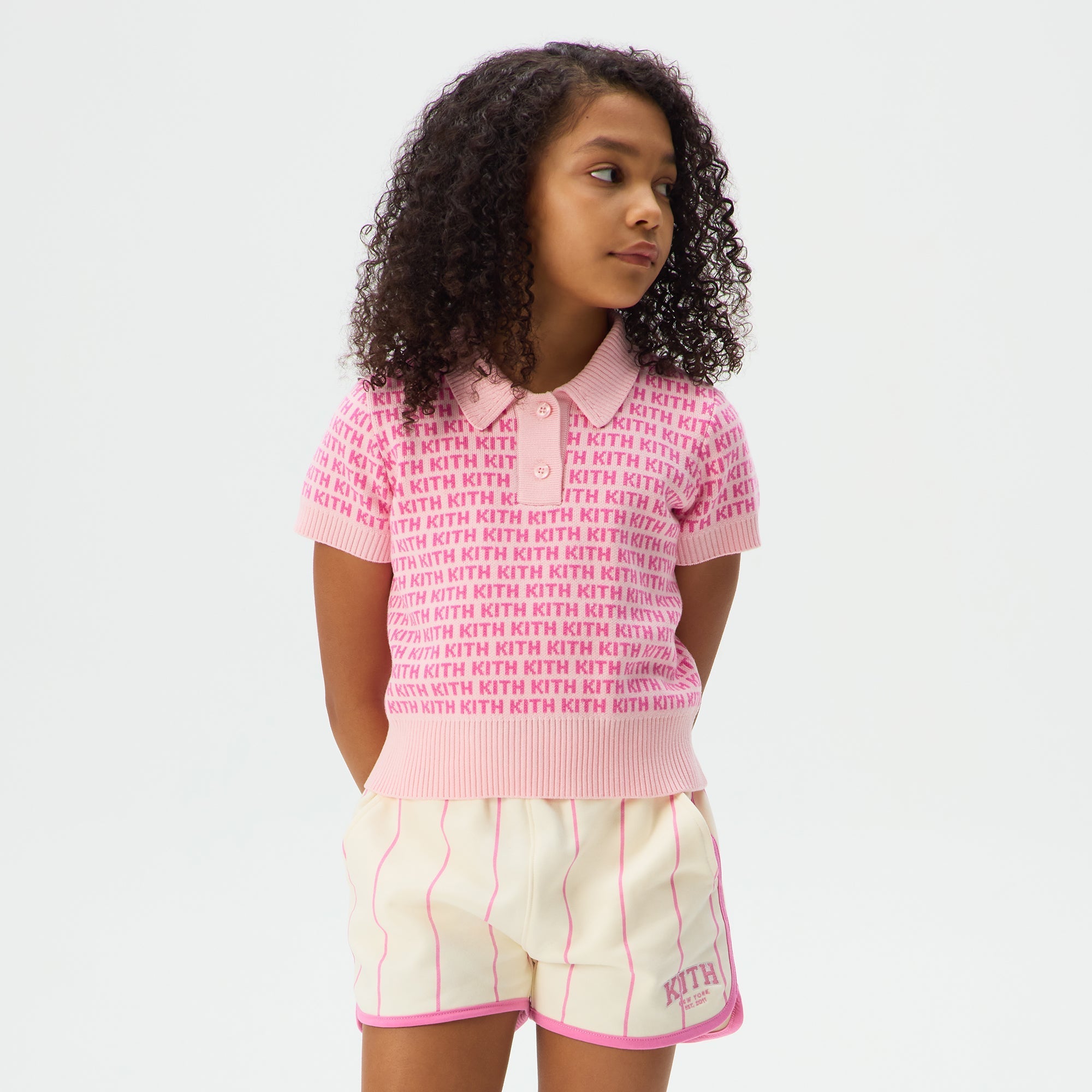 Kith Kids Cropped Monogram Jacquard Teagan Polo - Bubble – Kith Europe