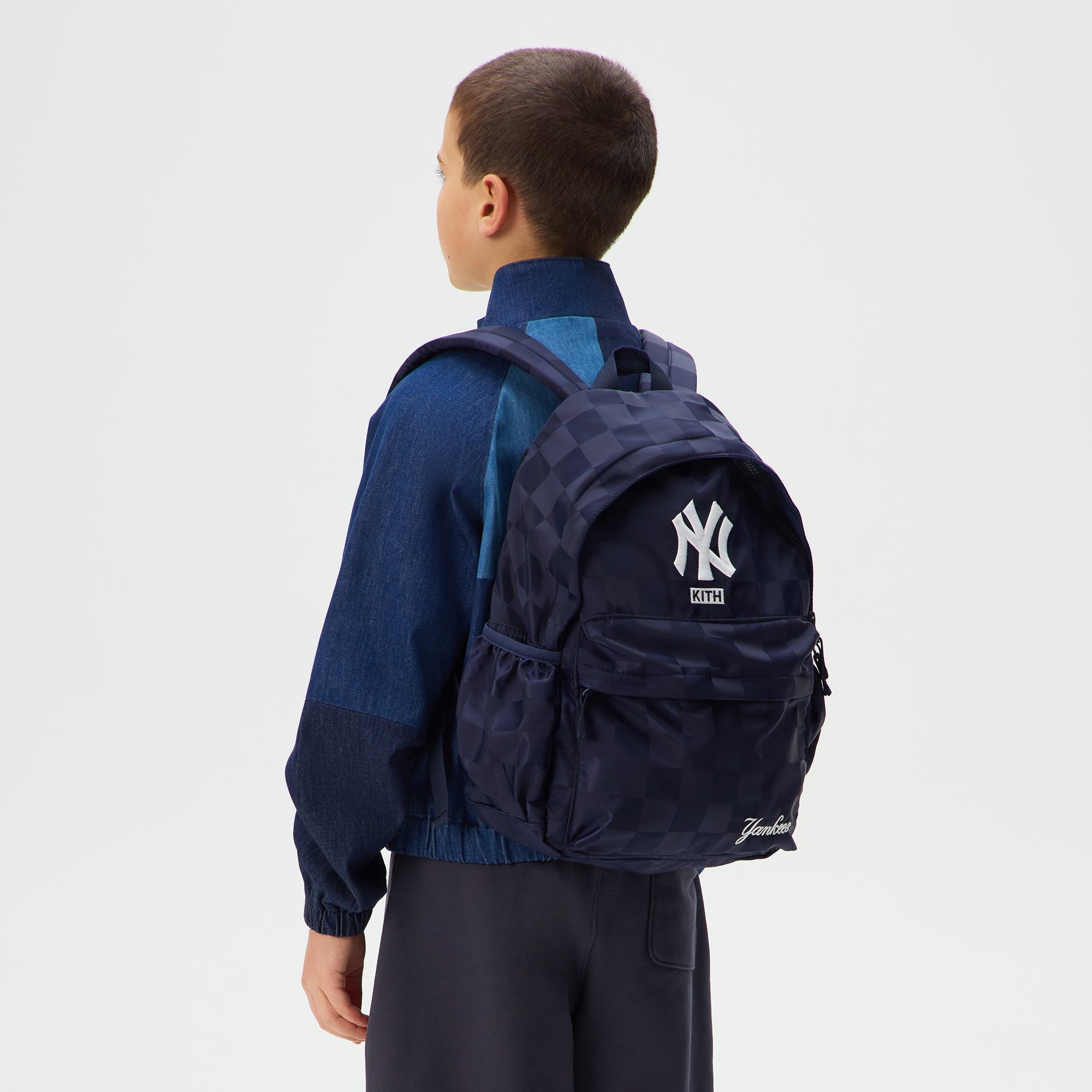 Kith Kids for the New York Yankees Checkered Satin Backpack