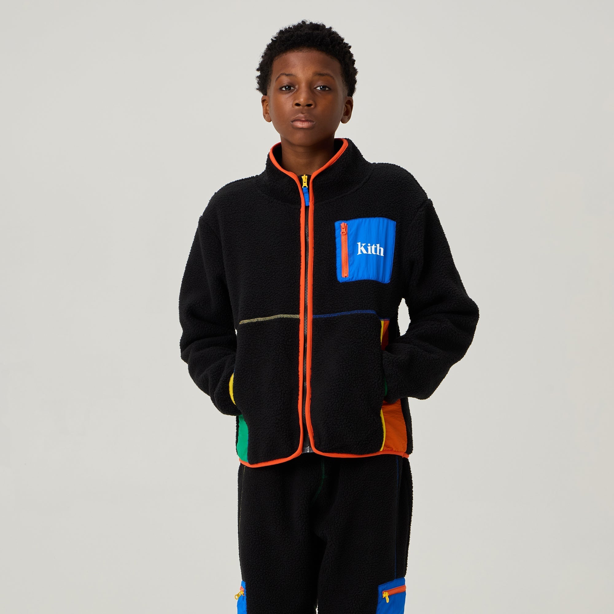 Kith Kids Color-Block Sherpa Antony Full Zip - Black – Kith Europe