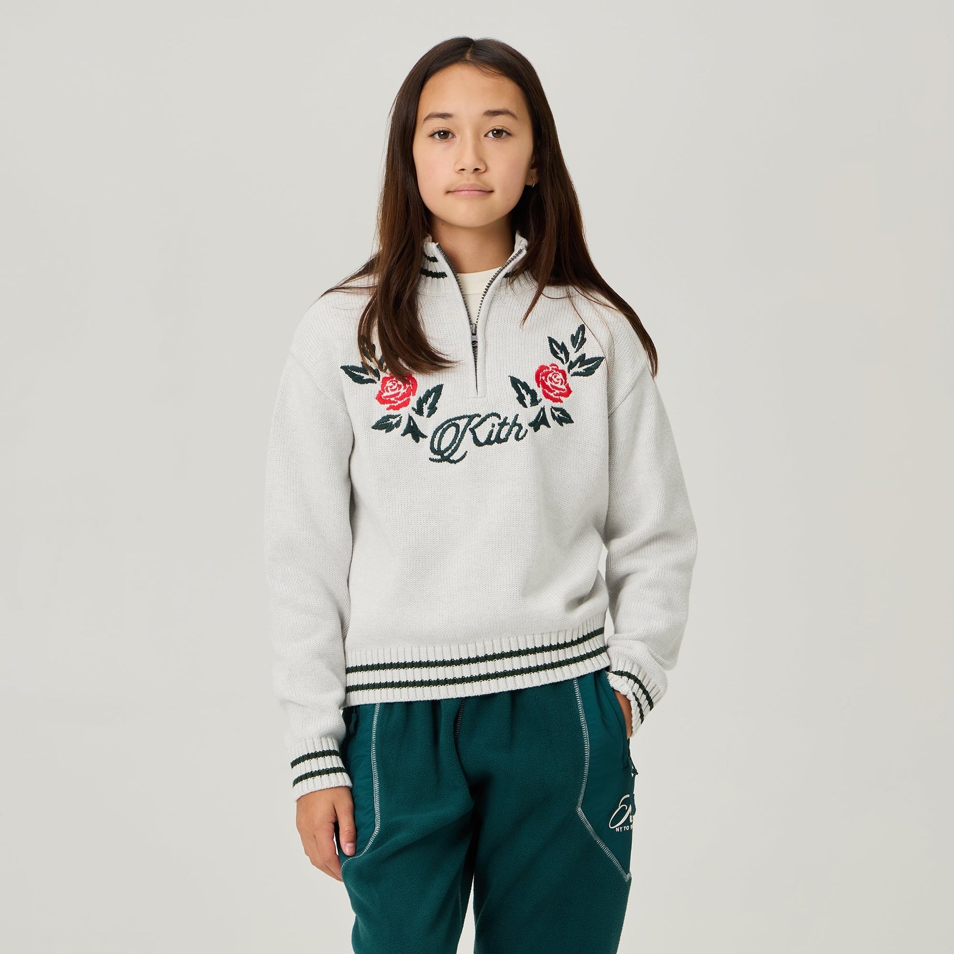 Kith Kids Classic Quarter Zip Wyona - Light Heather Grey