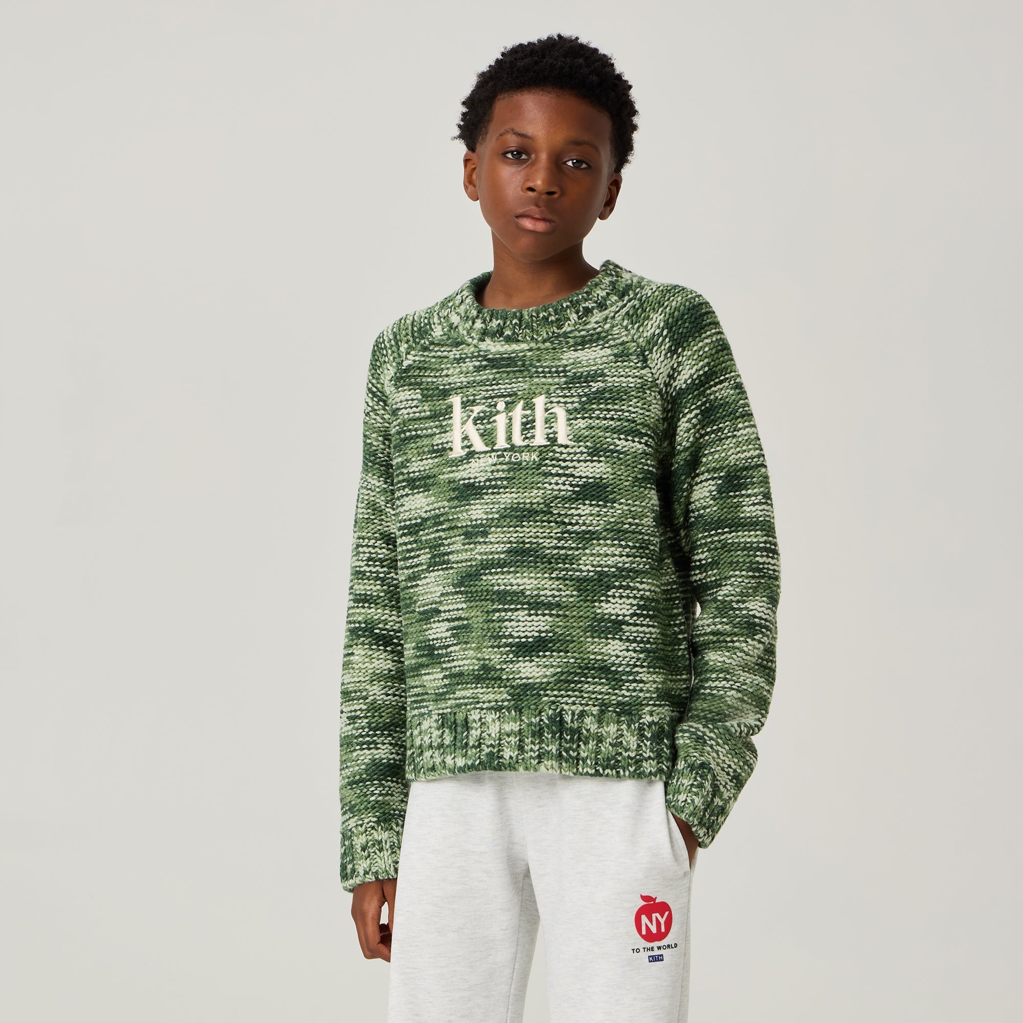 Kith Kids Space Dye Logo Sweater - Bay Breeze – Kith Europe