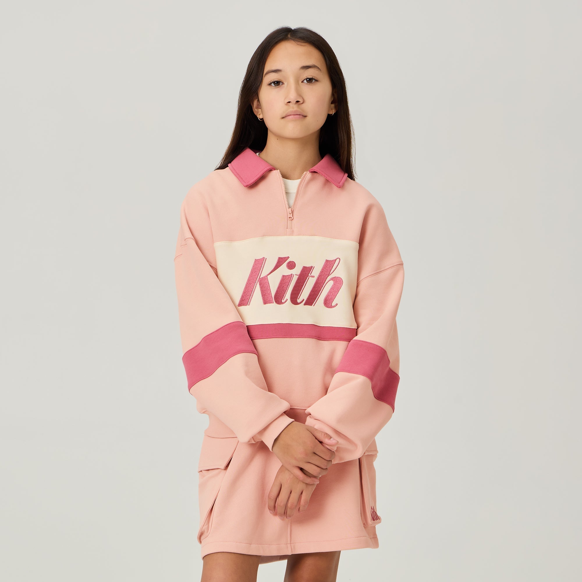 Kith Kids Nelson Quarter Zip Rugby - Peach Powder – Kith Europe