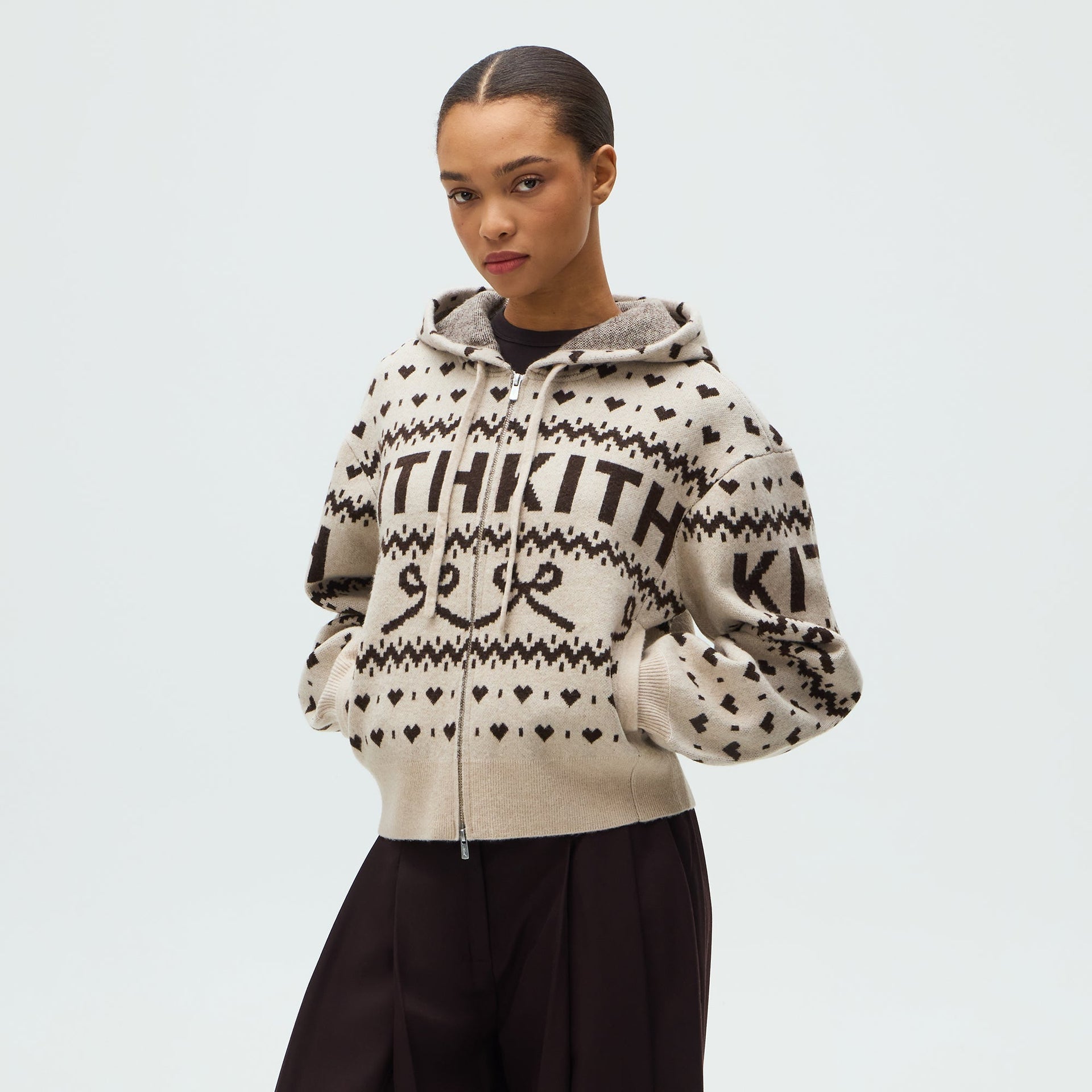 Kithmas Women Tanner Ribbon Sweater Hoodie - Sandrift