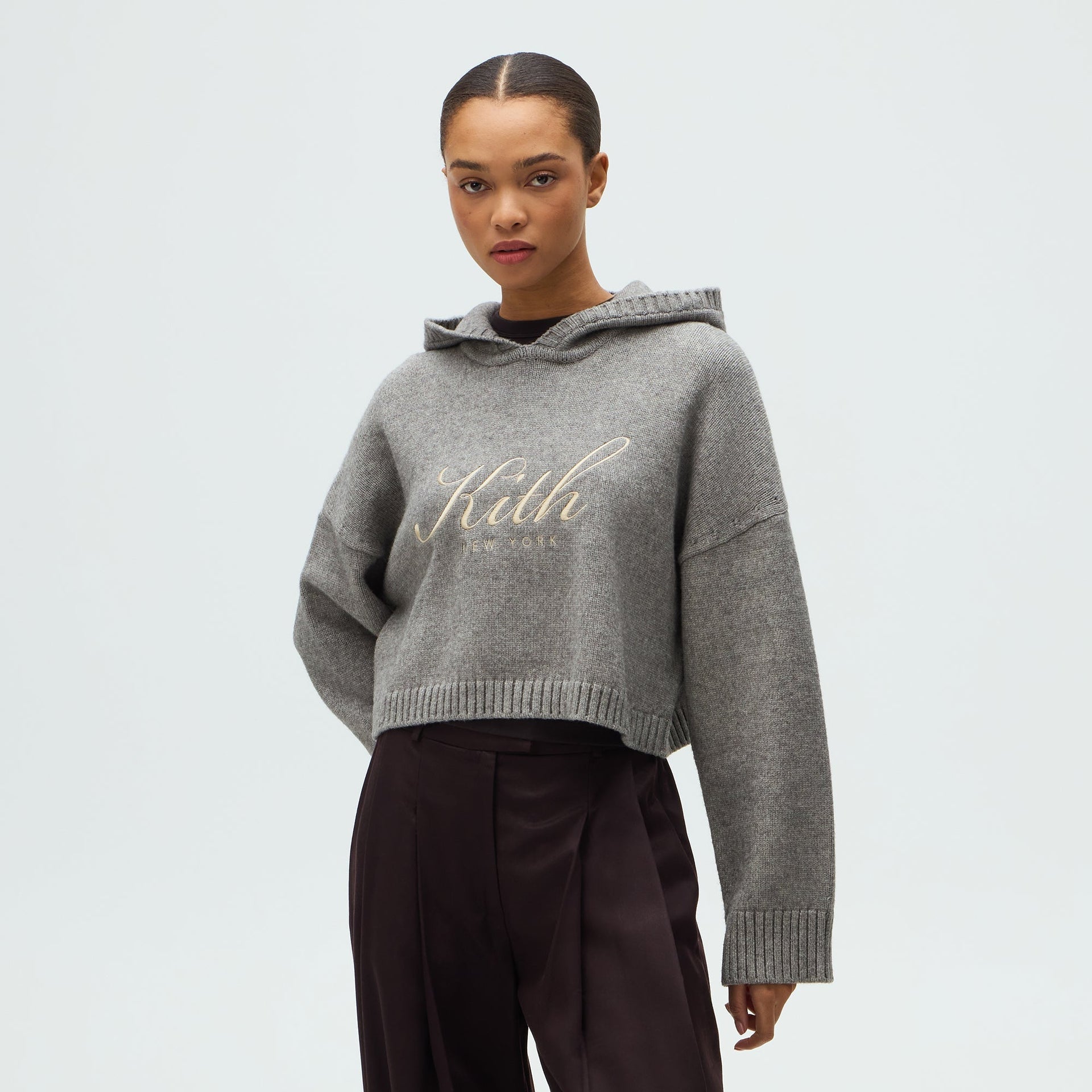 Kithmas Women Freja Cropped New York Hoodie - Graphite