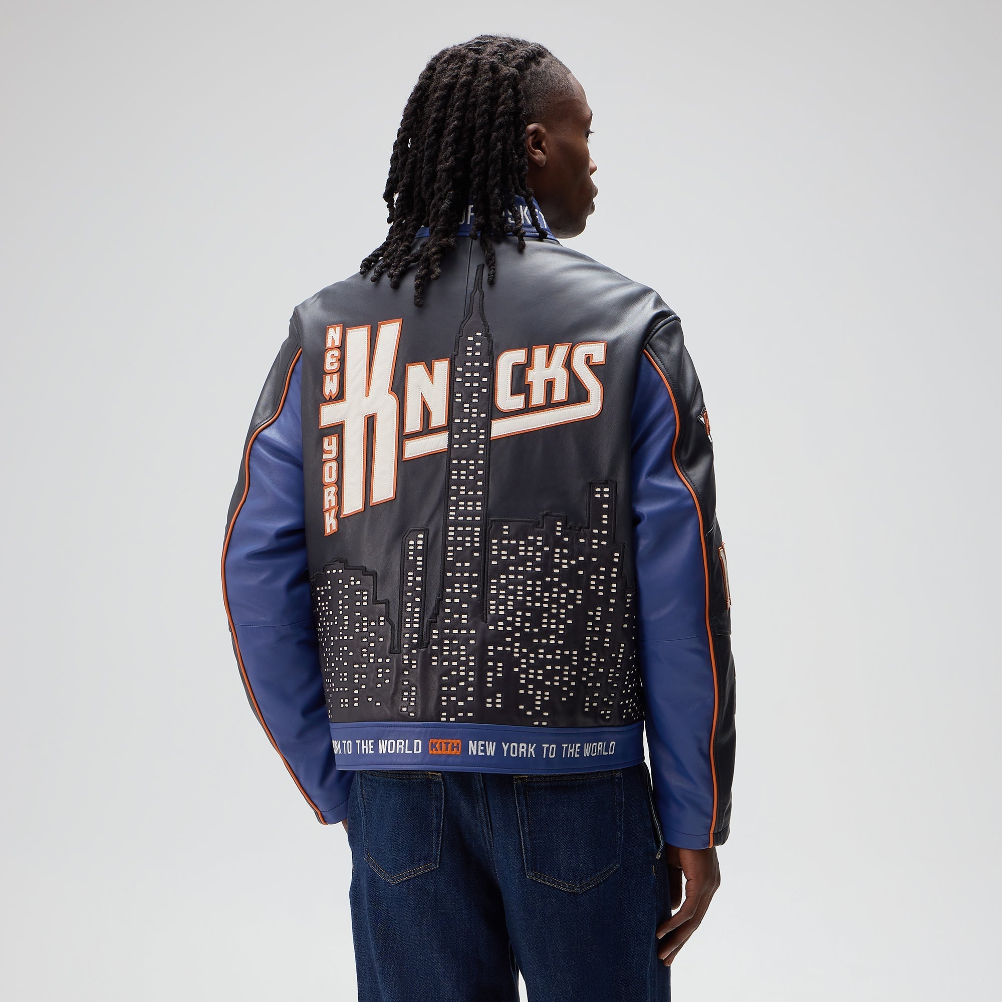 Kith for the New York Knicks Leather Moto Jacket - Nocturnal