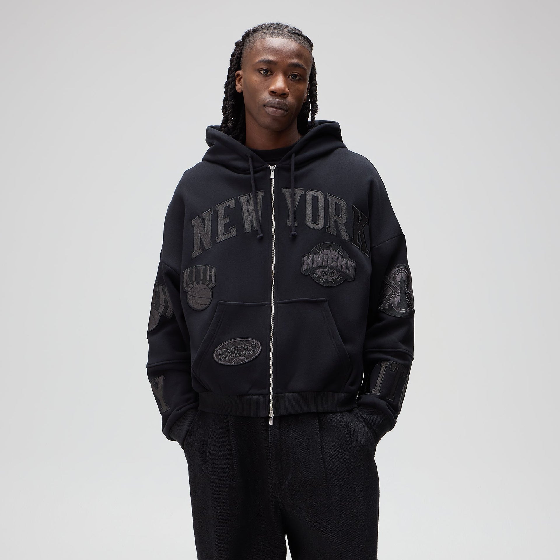 Kith for the New York Knicks Mash Up Braxton Vintage Hoodie - Black