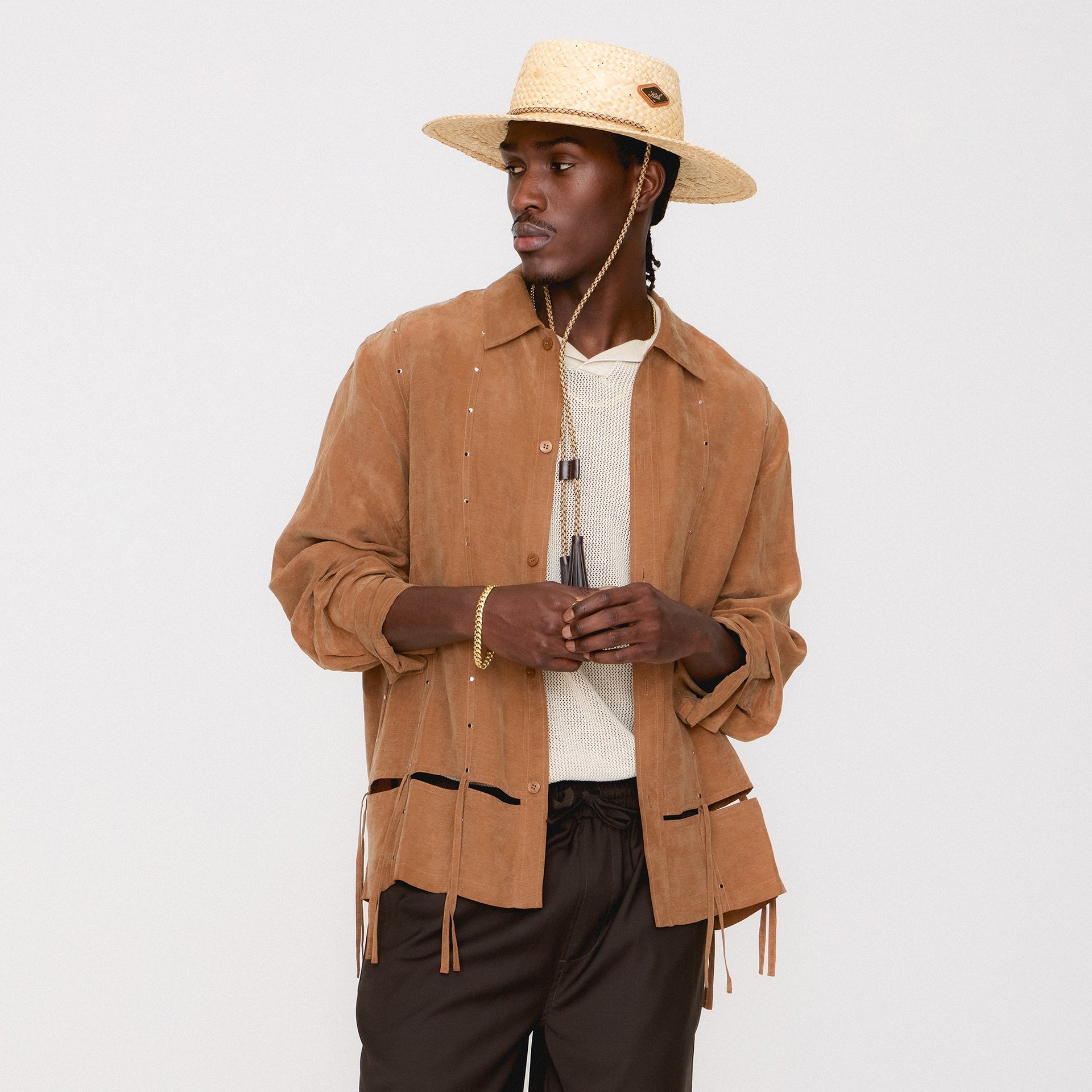 &Kin Ribbon Long Sleeve Boxy Collared Overshirt - Modsy