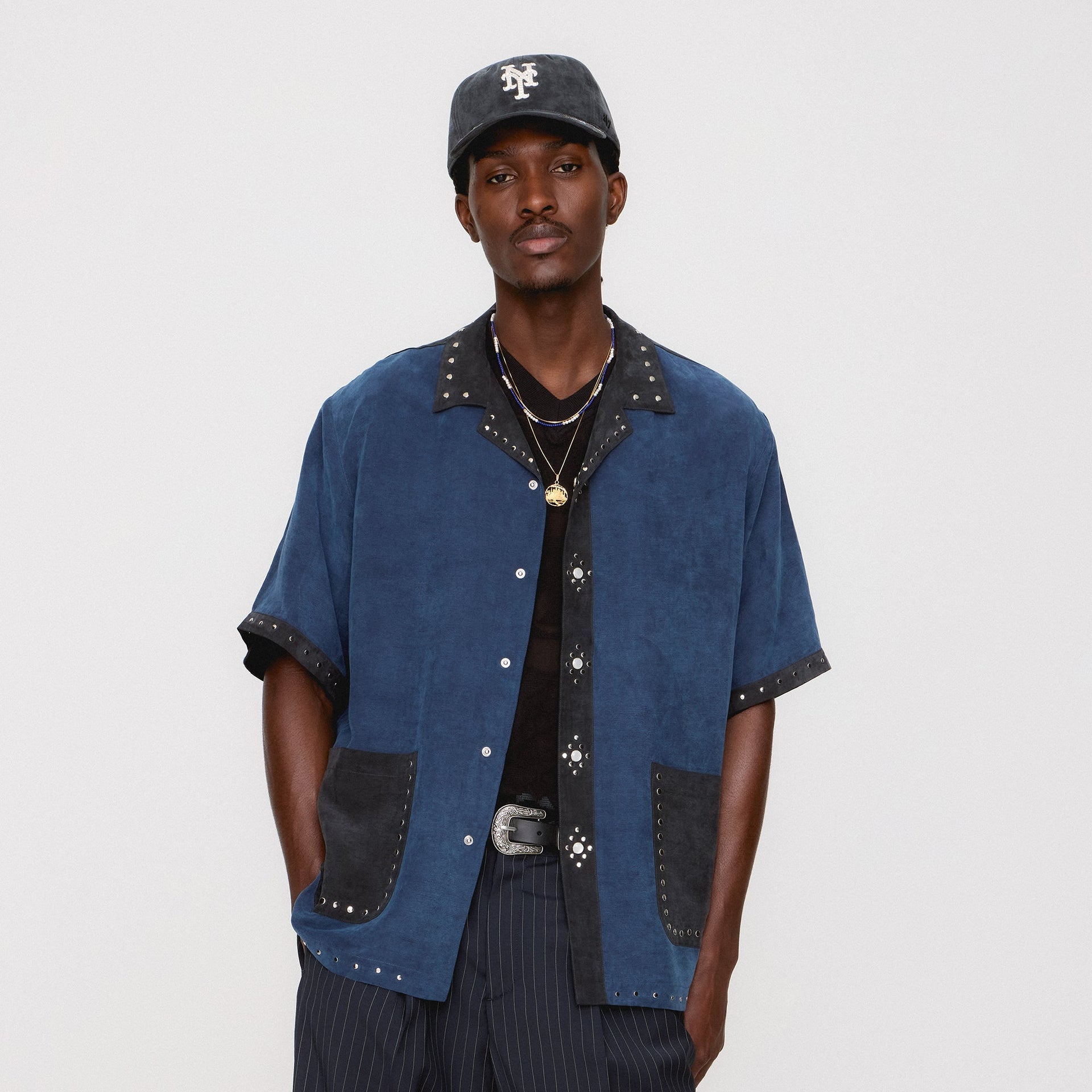 &Kin Sawyer Short Sleeve Camp Collar Shirt - Nocturnal