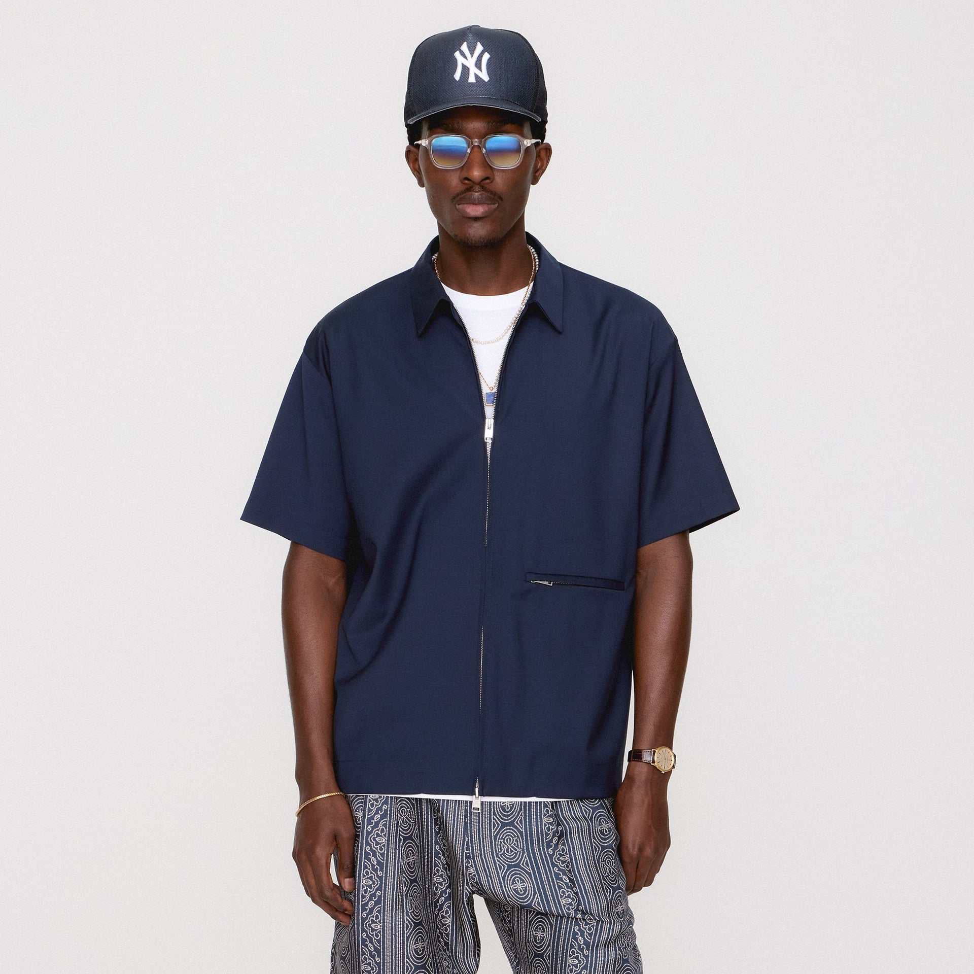 &Kin Tropical Wool Davenport Shirt - Admiral