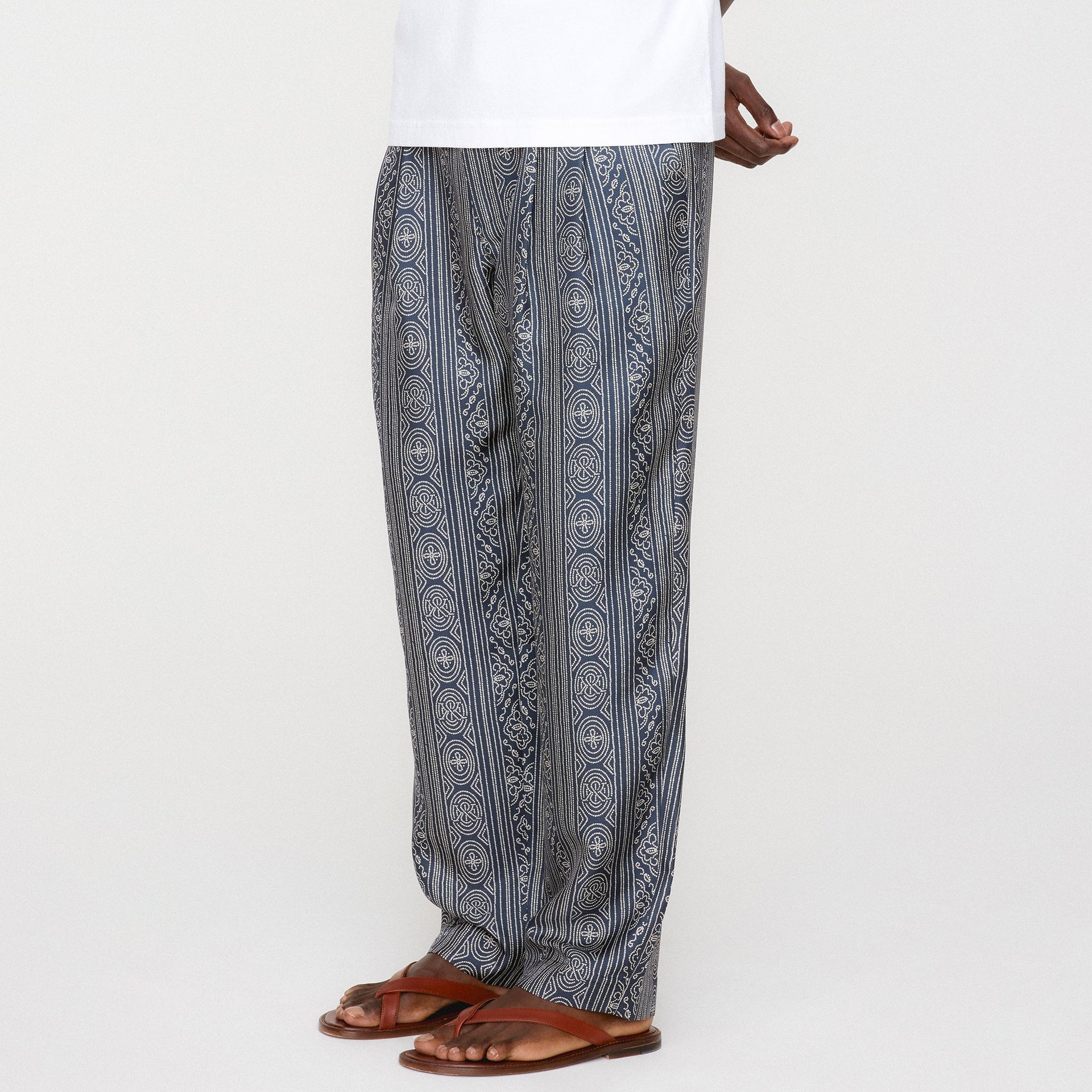 &Kin Batik Stripe Pleated Ari Trouser - Nocturnal PH