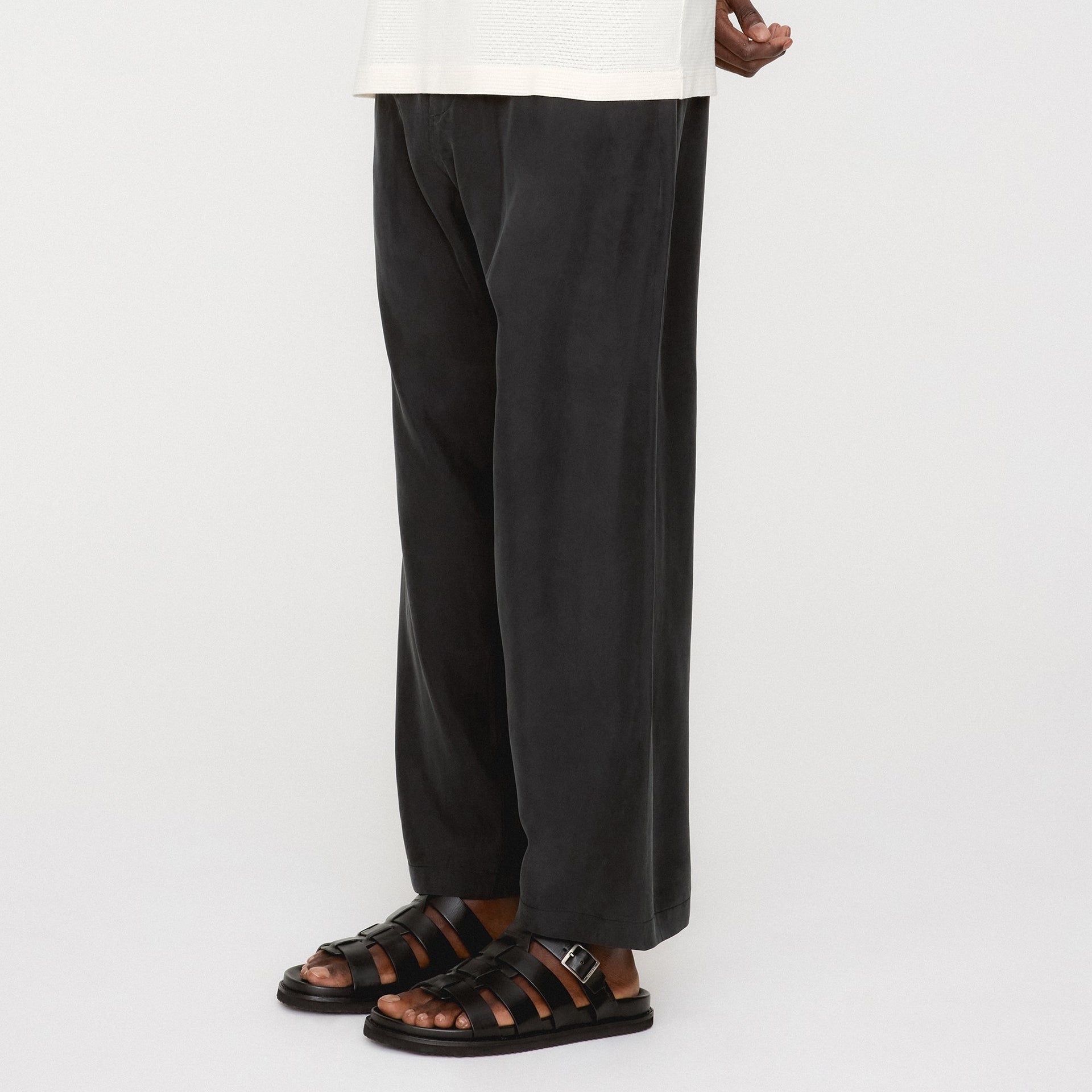 &Kin Silk Habotai Grayson Pant - Black PH