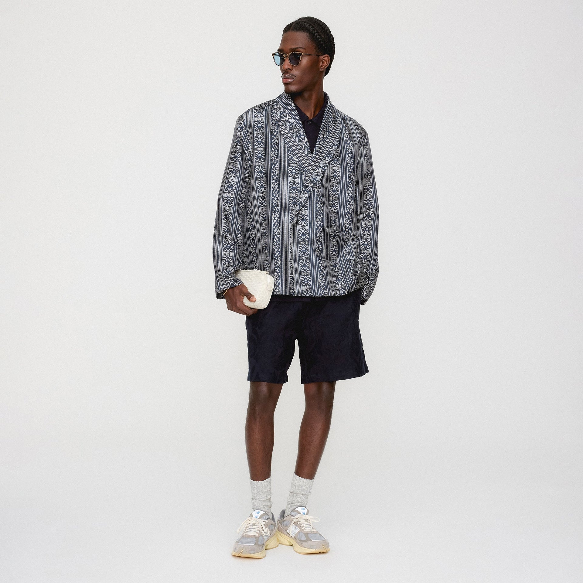 &Kin Batik Stripe Long Sleeve Thompson Crossover Shirt - Nocturnal