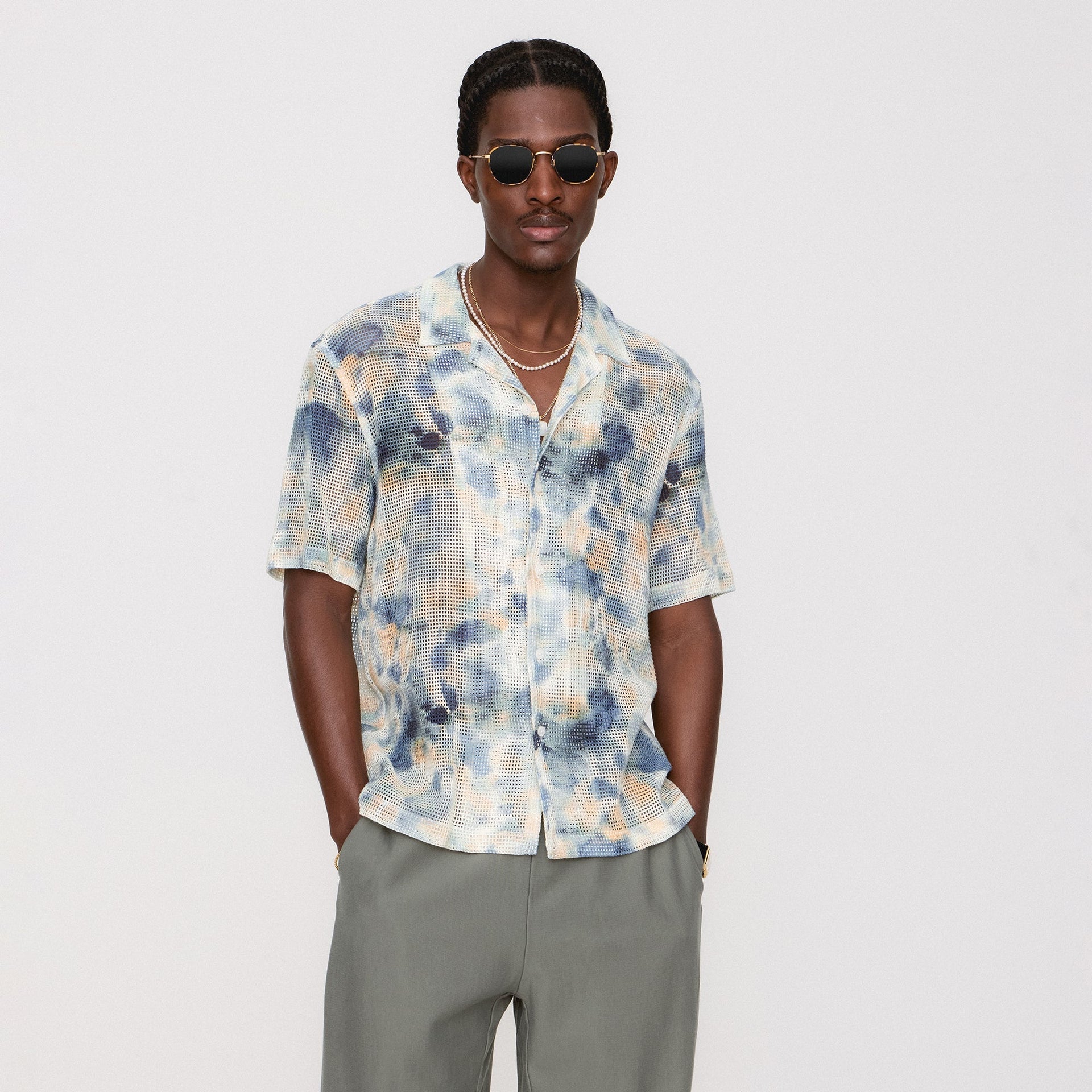 Kith Cotton Mesh Thompson Camp Collar Shirt - Cyanotype PH