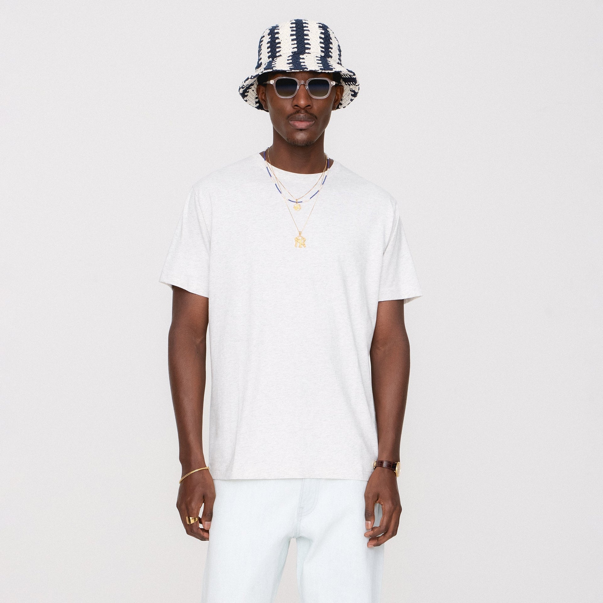 &Kin Pima Jersey Short Sleeve Heathrow Tee - Light Heather Grey PH