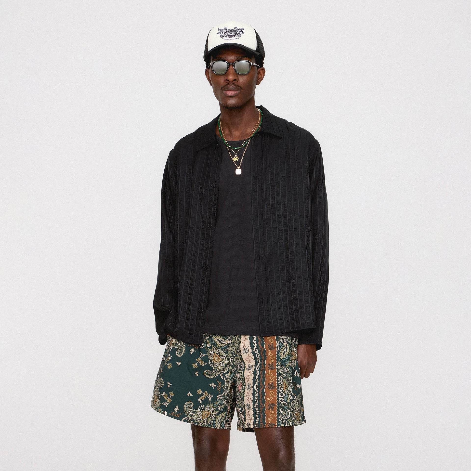 Kith Crest Logo Boxy Collared Overshirt - Black