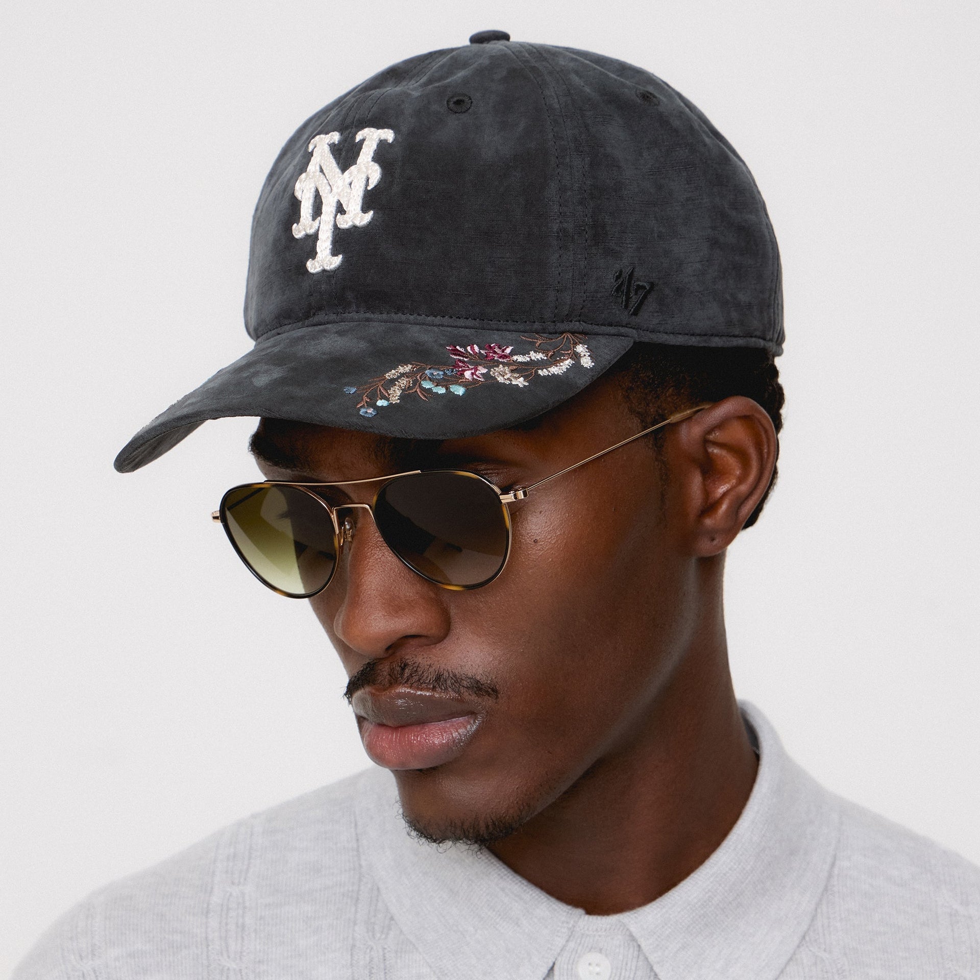 Kith & '47 for the New York Mets Cupro Linen Franchise LS Cap - Black