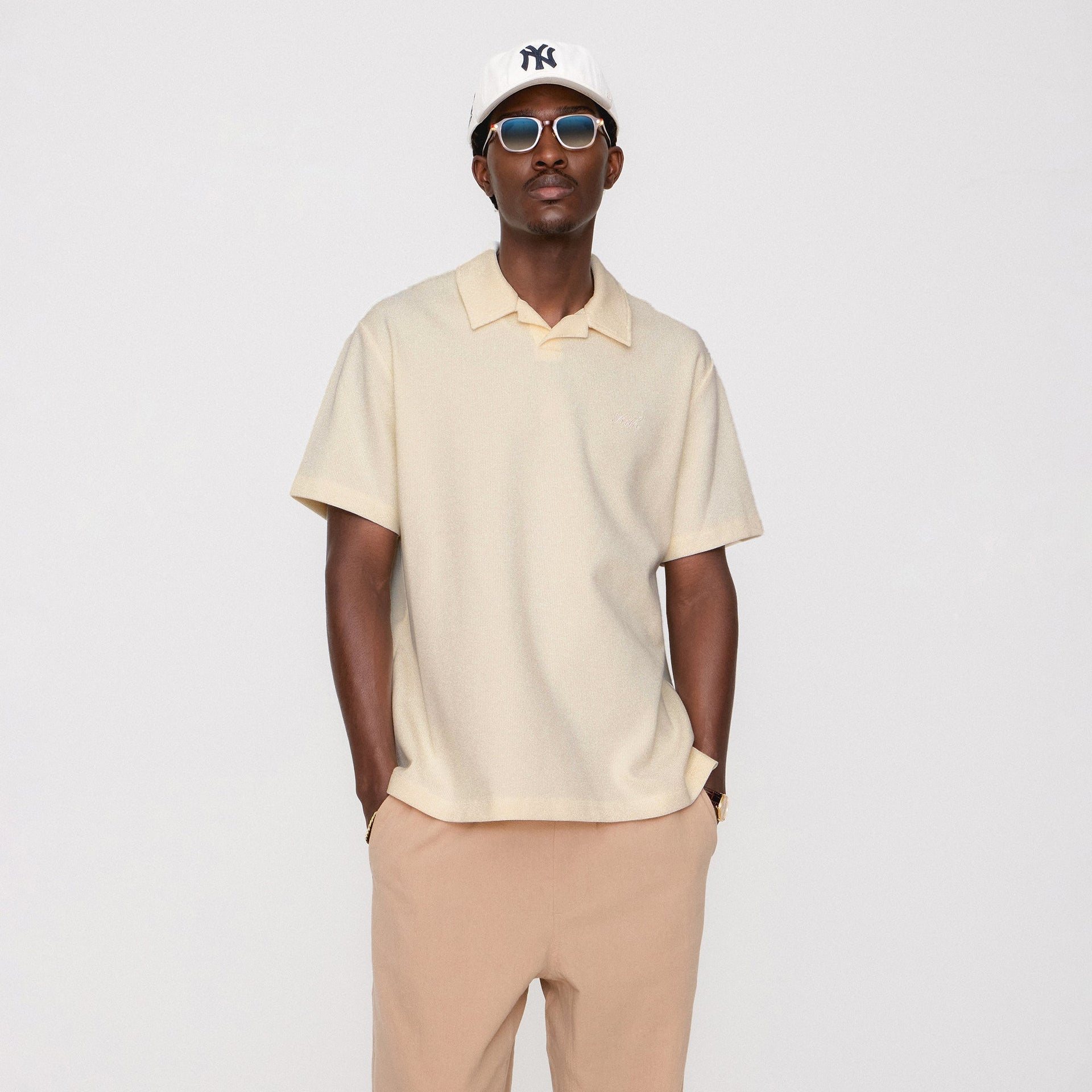 Kith Micro Waffle Drew Polo - Sandrift