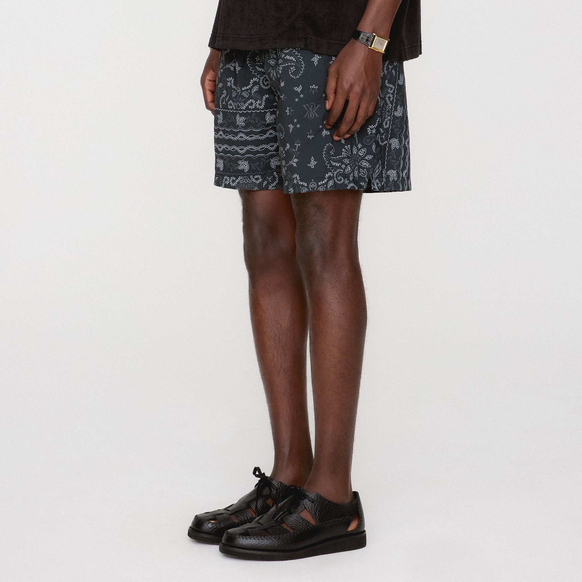 【KITH NYC】Panelled Bandana Ashton Swim Short 国内発送 Kith Panelled Bandana Ashton Swim Short - Black – Kith Europe