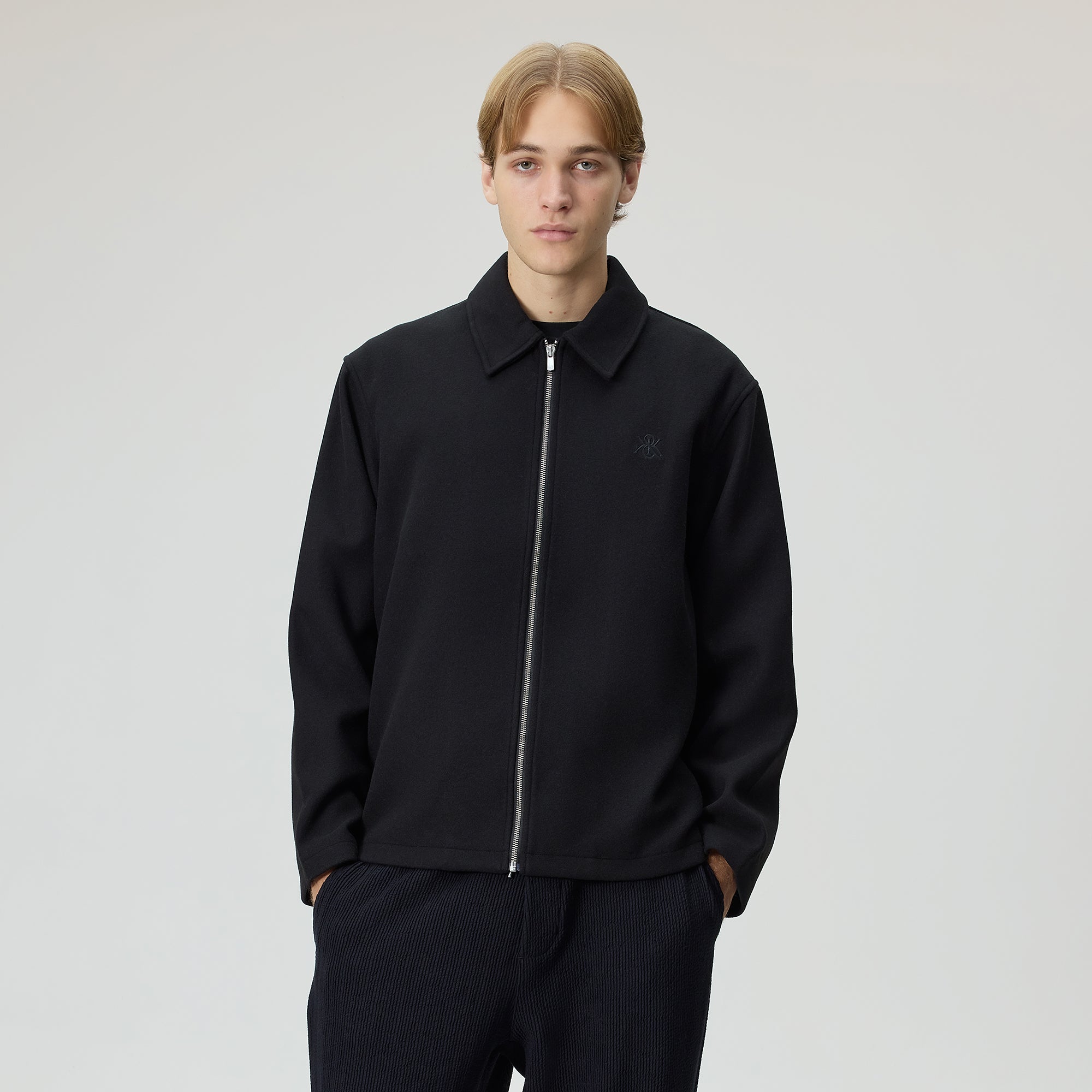Kith Felted Jersey Lane Coaches Jacket - Black – Kith Europe