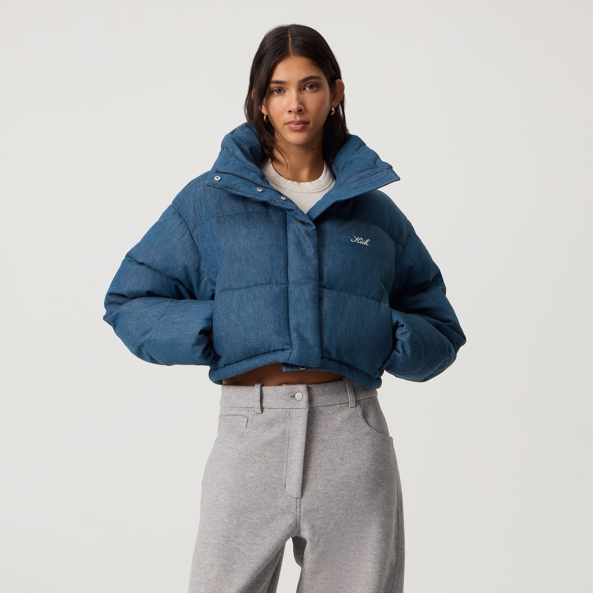 Kith Women Shae Tinted Denim Cropped Puffer - Luka Wash - PH