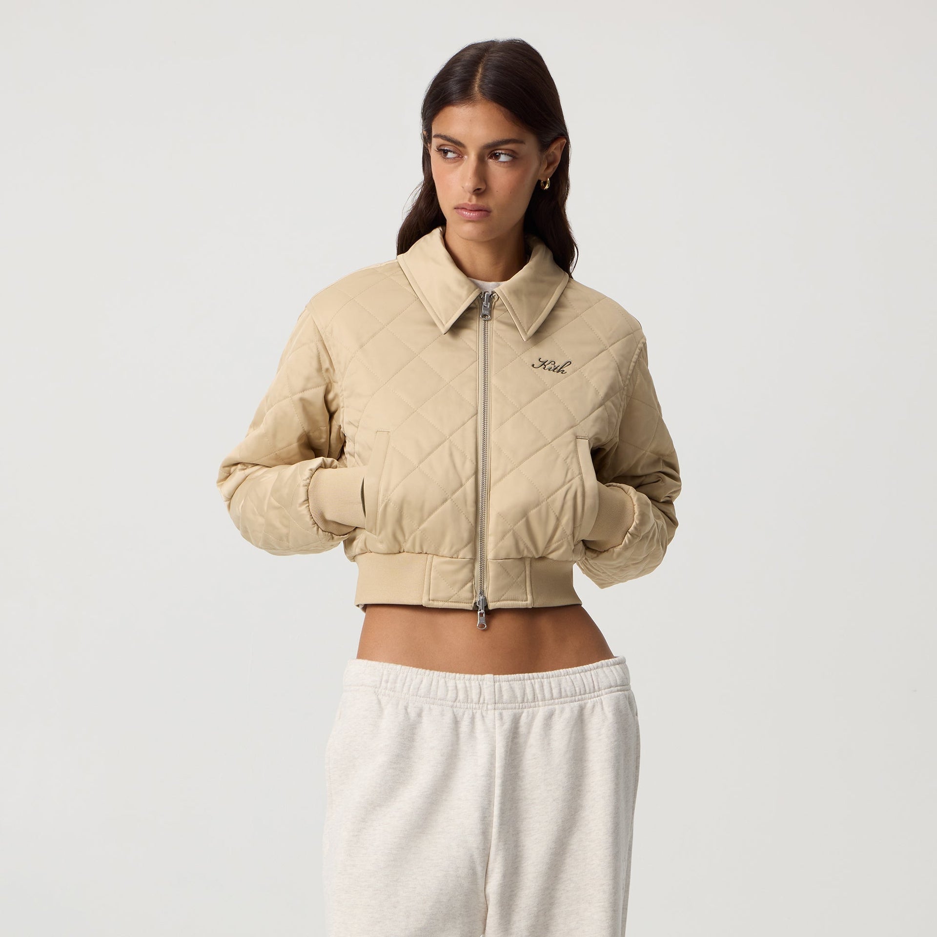 Kith Women Reversible Landry IV Cropped Satin Bomber Jacket - Canopy - PH