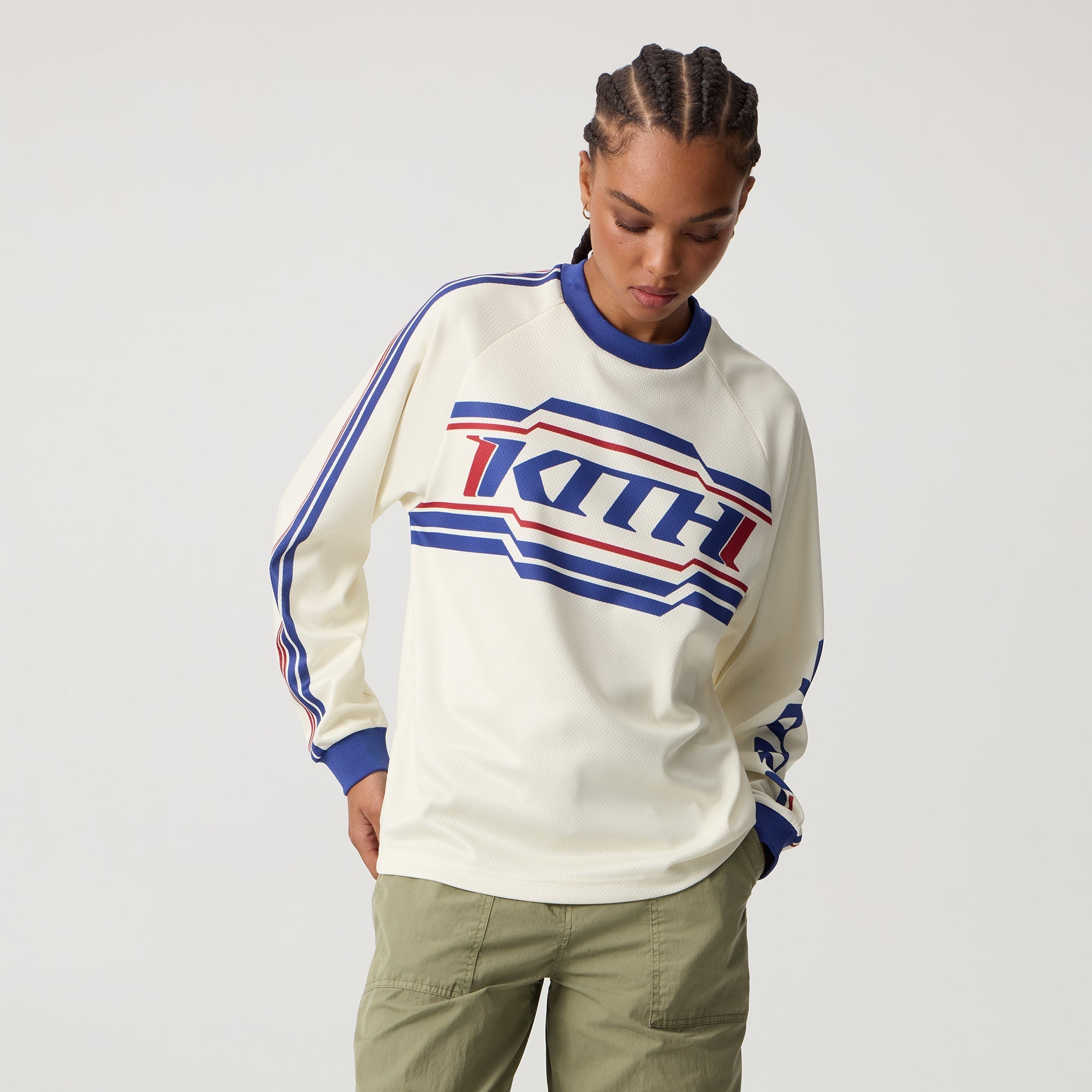 Kith Women Ridley Retro Moto Tech Long Sleeve - Sandrift – Kith Europe