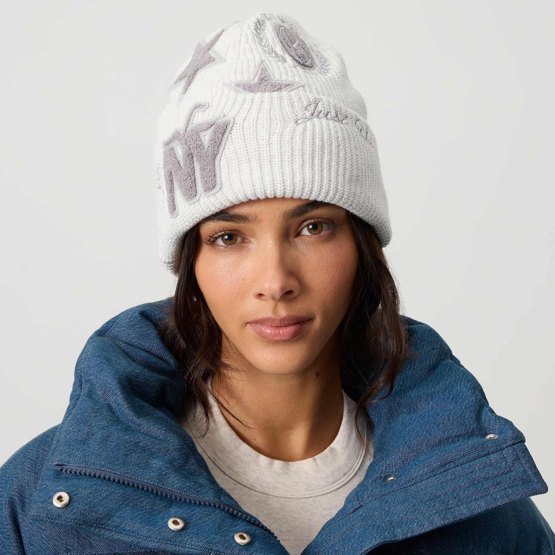 Kith Women Mia Beanie With Patches - Light Heather Grey - PH