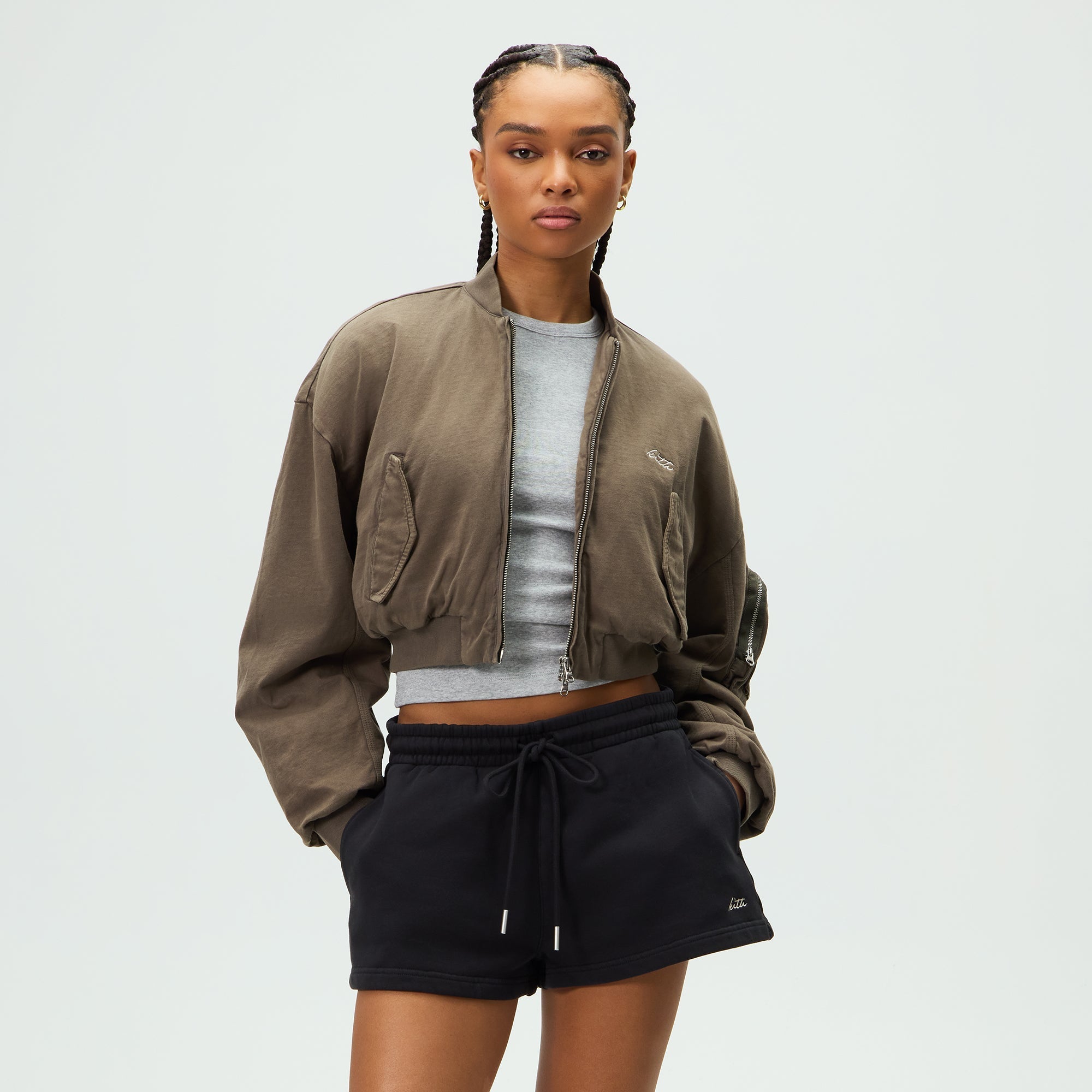 Kith Women Loren Sueded Cropped Bomber Jacket - Canopy – Kith Europe