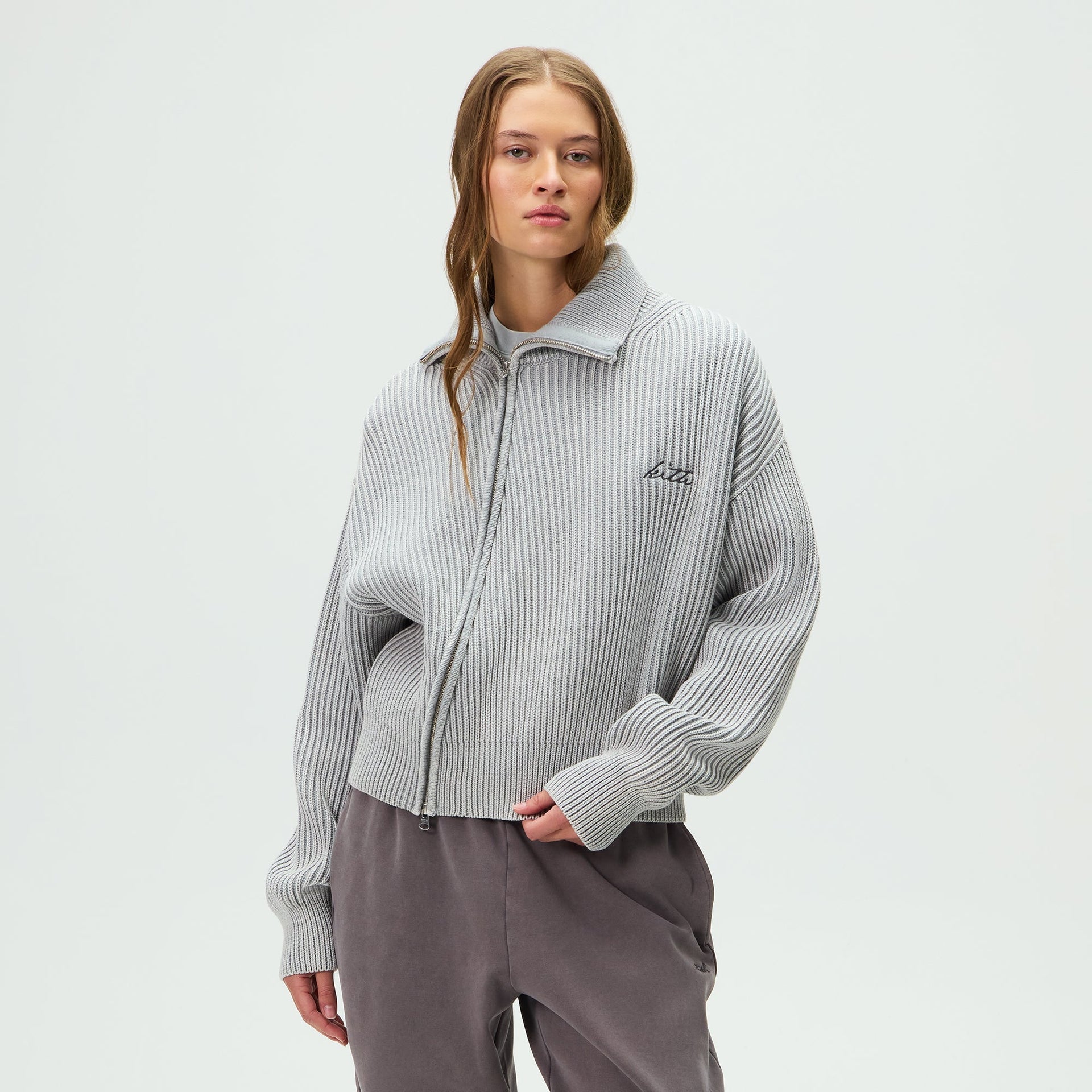 Kith Women Wyler III Asymmetrical Zip Sweater - Mist