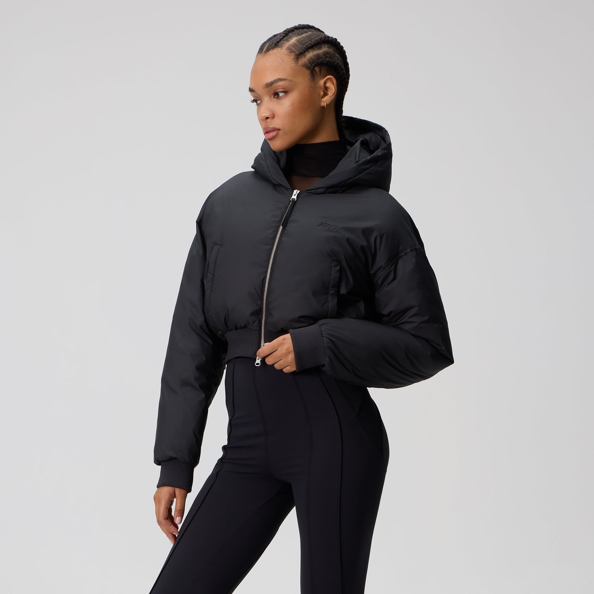 Kith Women Bex Cropped Nylon Puffer - Black - PH