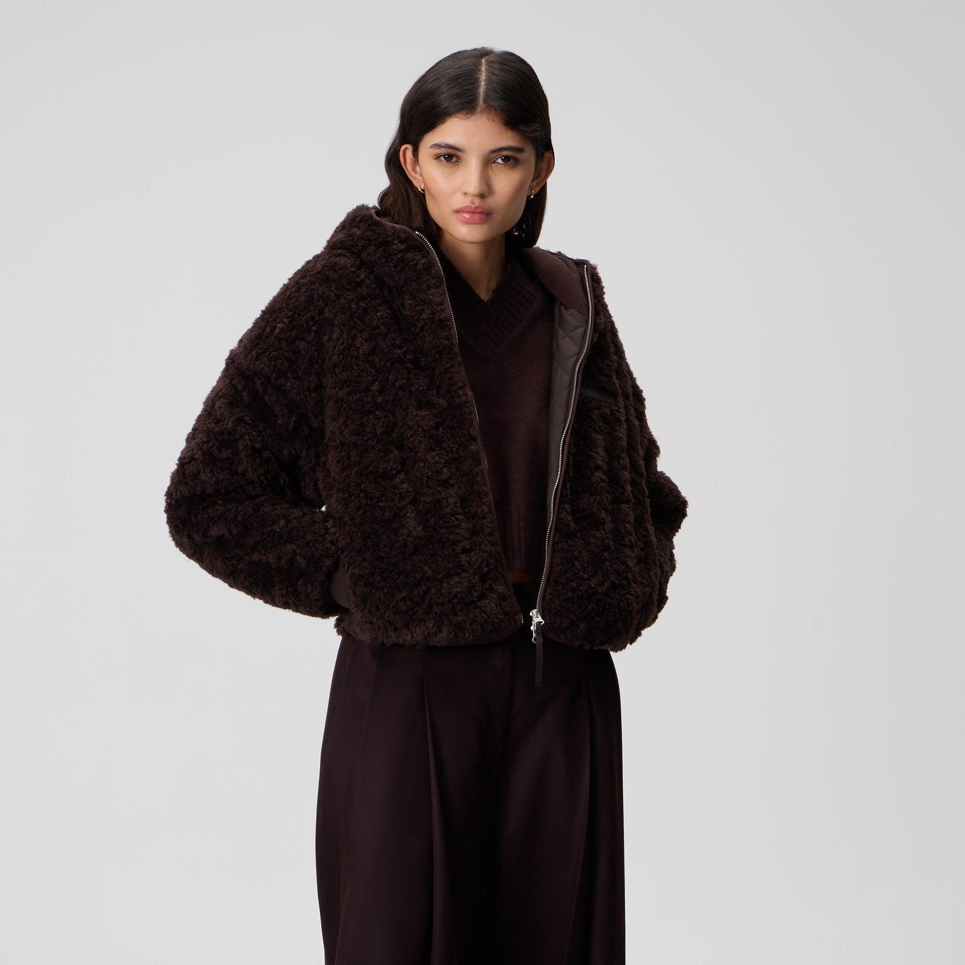 Kith Women Saide Sherpa Hooded Jacket - Incognito - PH