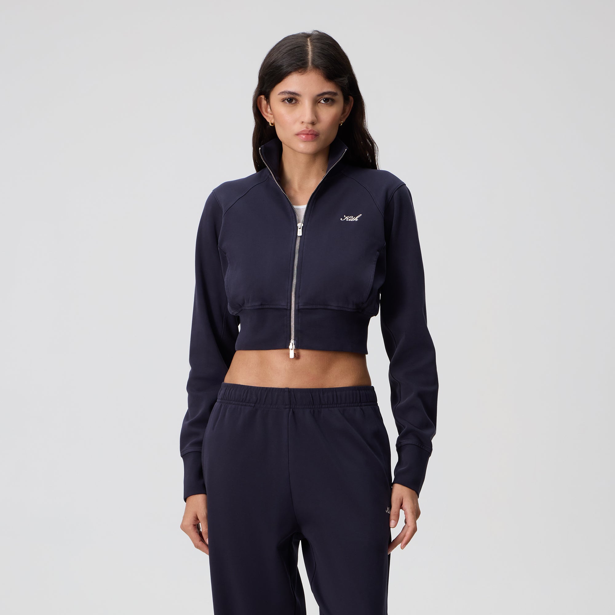 KITH NYC キスニューヨークシティ 25SS Women Davin Cropped Hoodie クロップドフーディー 25070061000810 XS チャコールグレー ジップアップ パーカー トップス【中古】【KITH NYC】 Kith Women Davin Cropped Hoodie - Process – Kith Japan